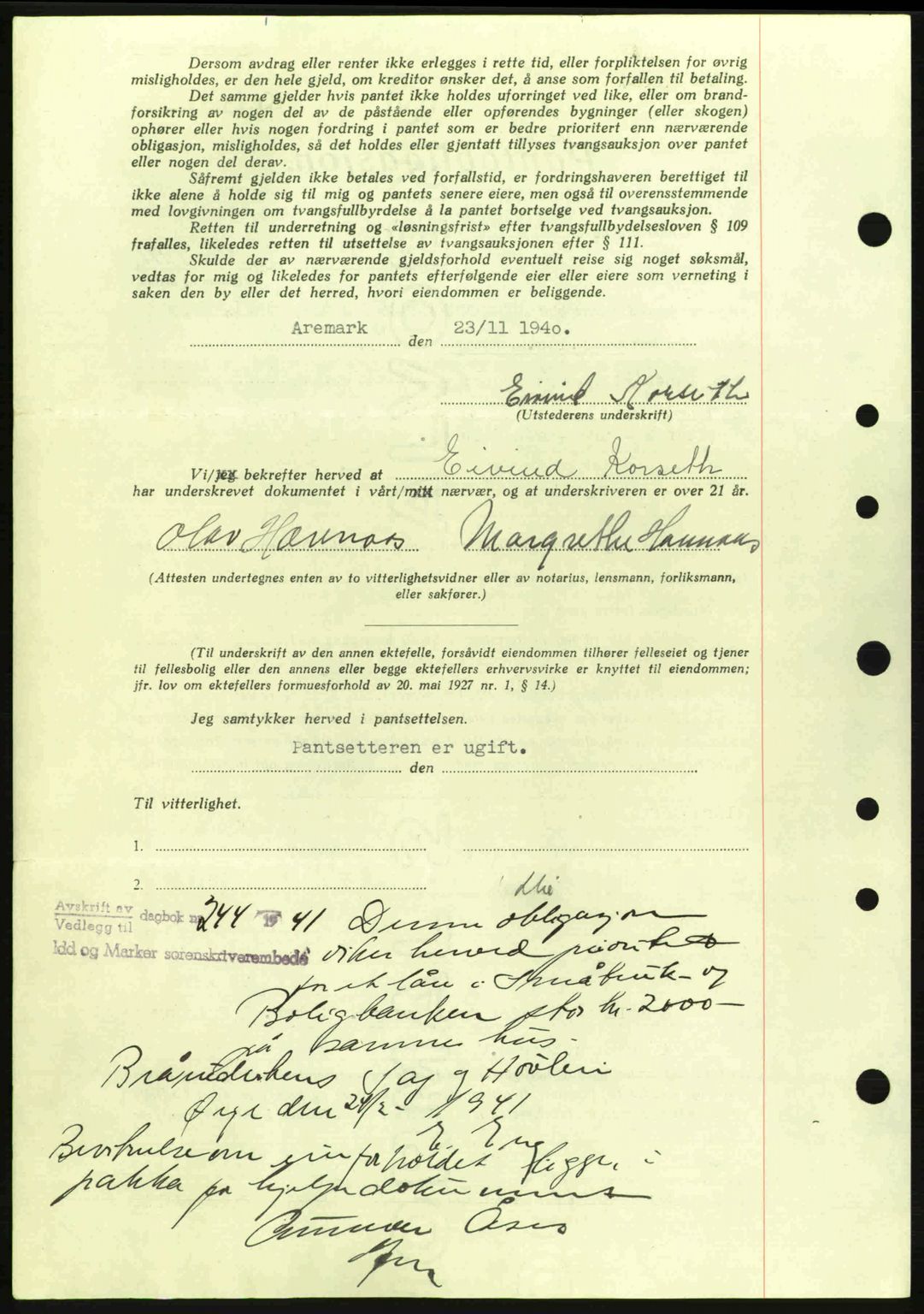 Idd og Marker sorenskriveri, AV/SAO-A-10283/G/Gb/Gbc/L0002: Mortgage book no. B4-9a, 1939-1945, Diary no: : 1312/1940