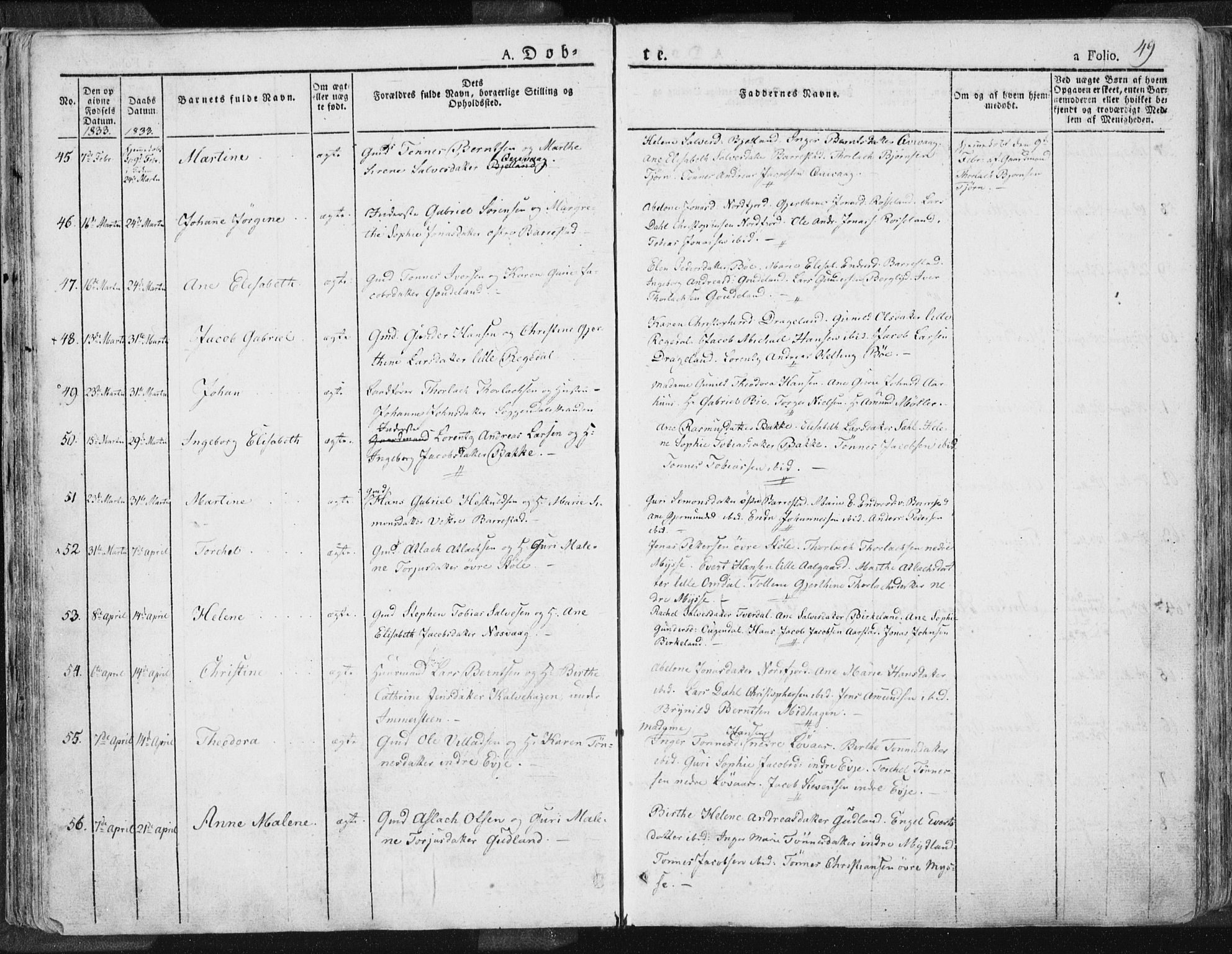 Sokndal sokneprestkontor, AV/SAST-A-101808: Parish register (official) no. A 7.1, 1826-1842, p. 49