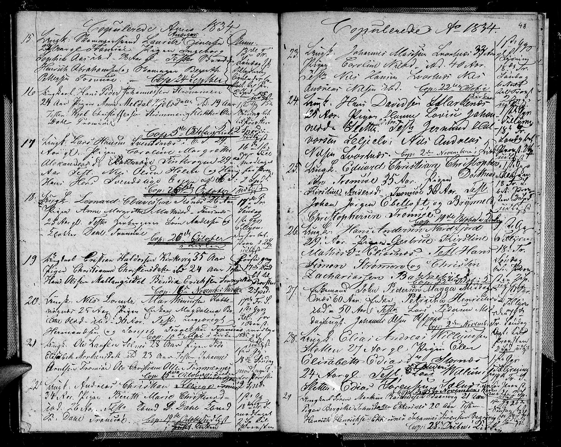 Tromsø sokneprestkontor/stiftsprosti/domprosti, AV/SATØ-S-1343/G/Gb/L0003klokker: Parish register (copy) no. 3, 1833-1836, p. 48