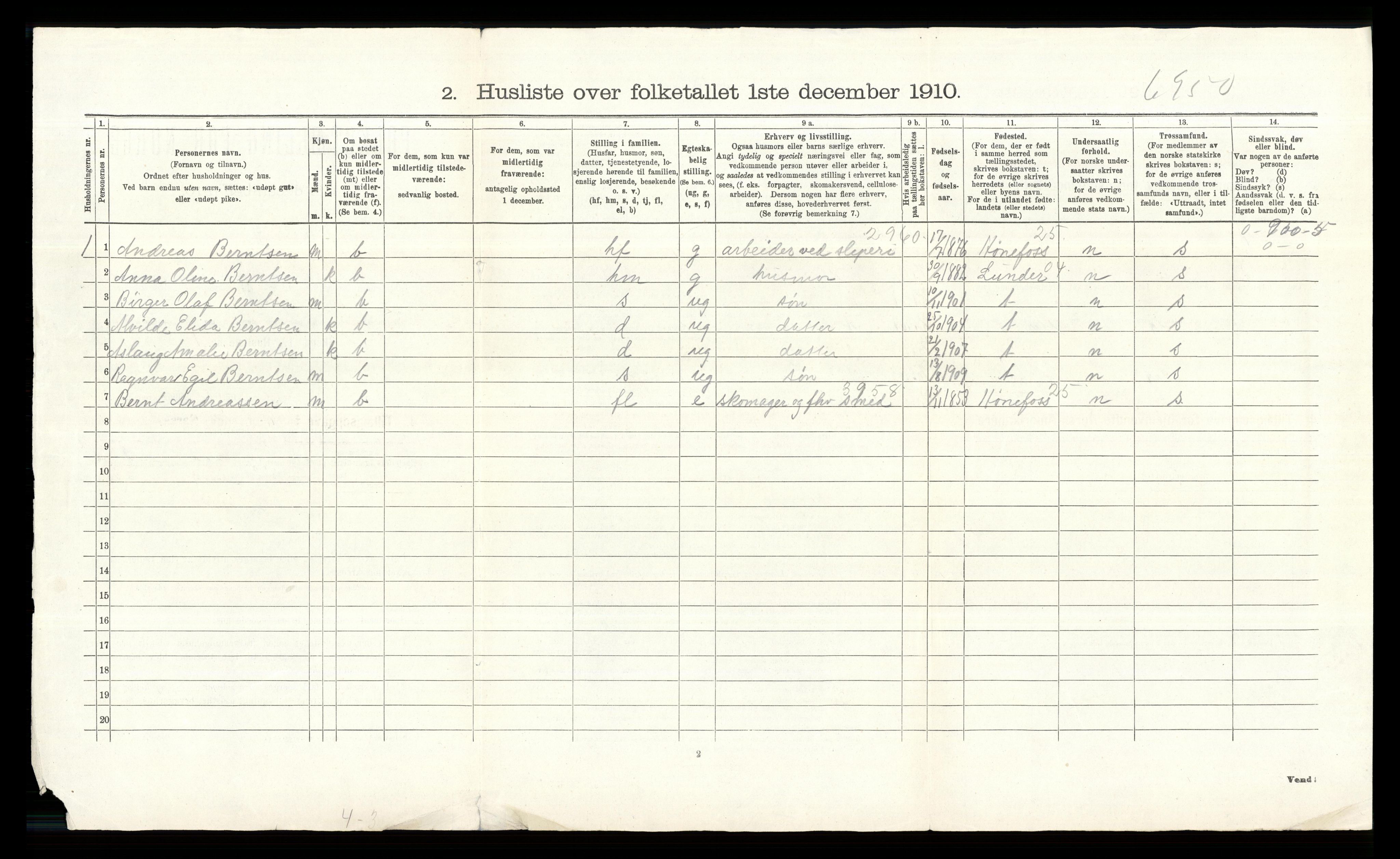 RA, 1910 census for Norderhov, 1910, p. 715