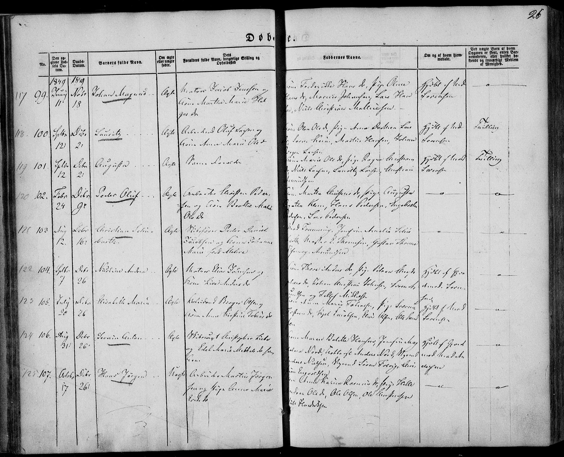 Larvik kirkebøker, AV/SAKO-A-352/F/Fa/L0003: Parish register (official) no. I 3, 1848-1856, p. 26