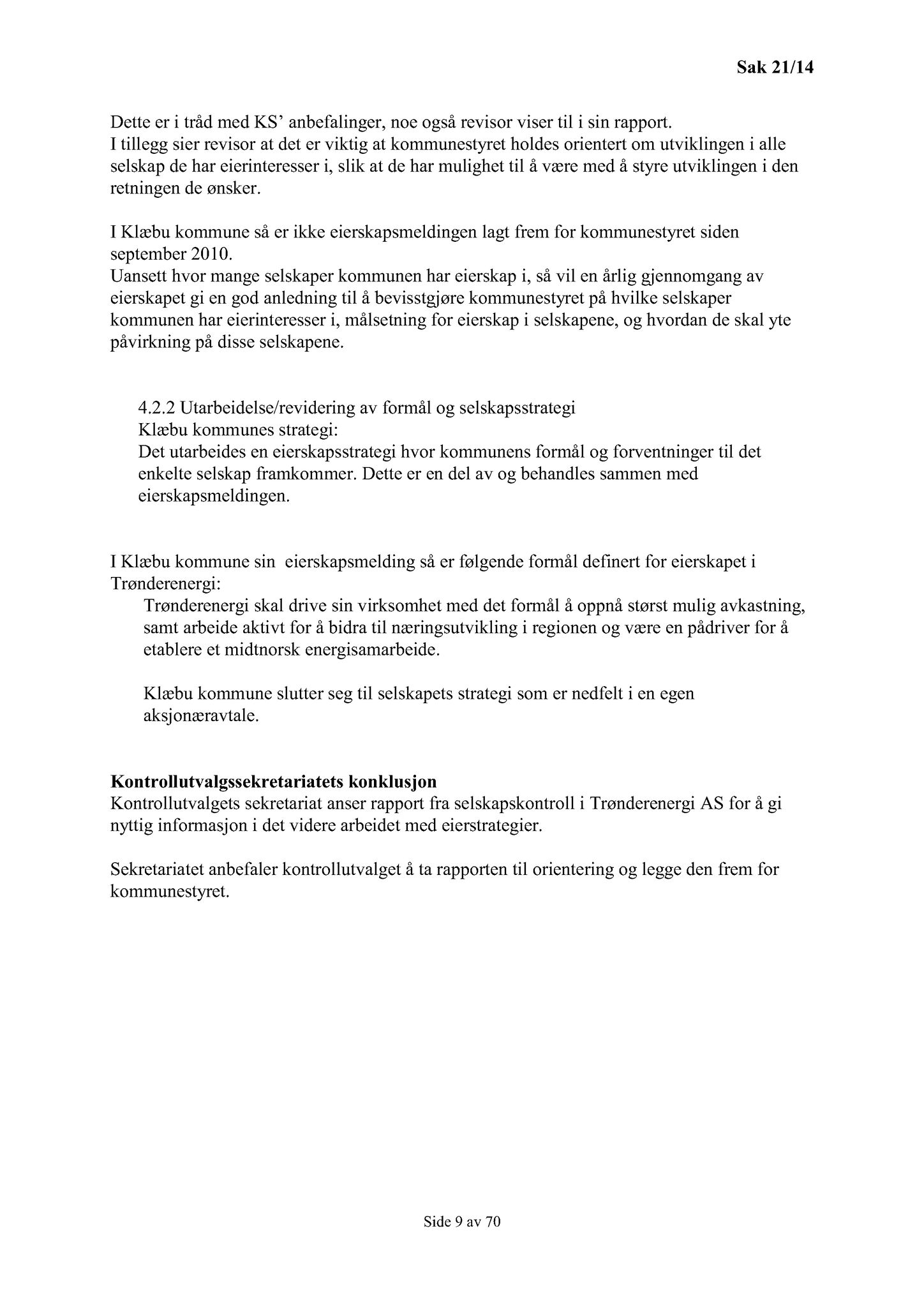 Klæbu Kommune, TRKO/KK/01-KS/L007: Kommunestyret - Møtedokumenter, 2014, p. 356