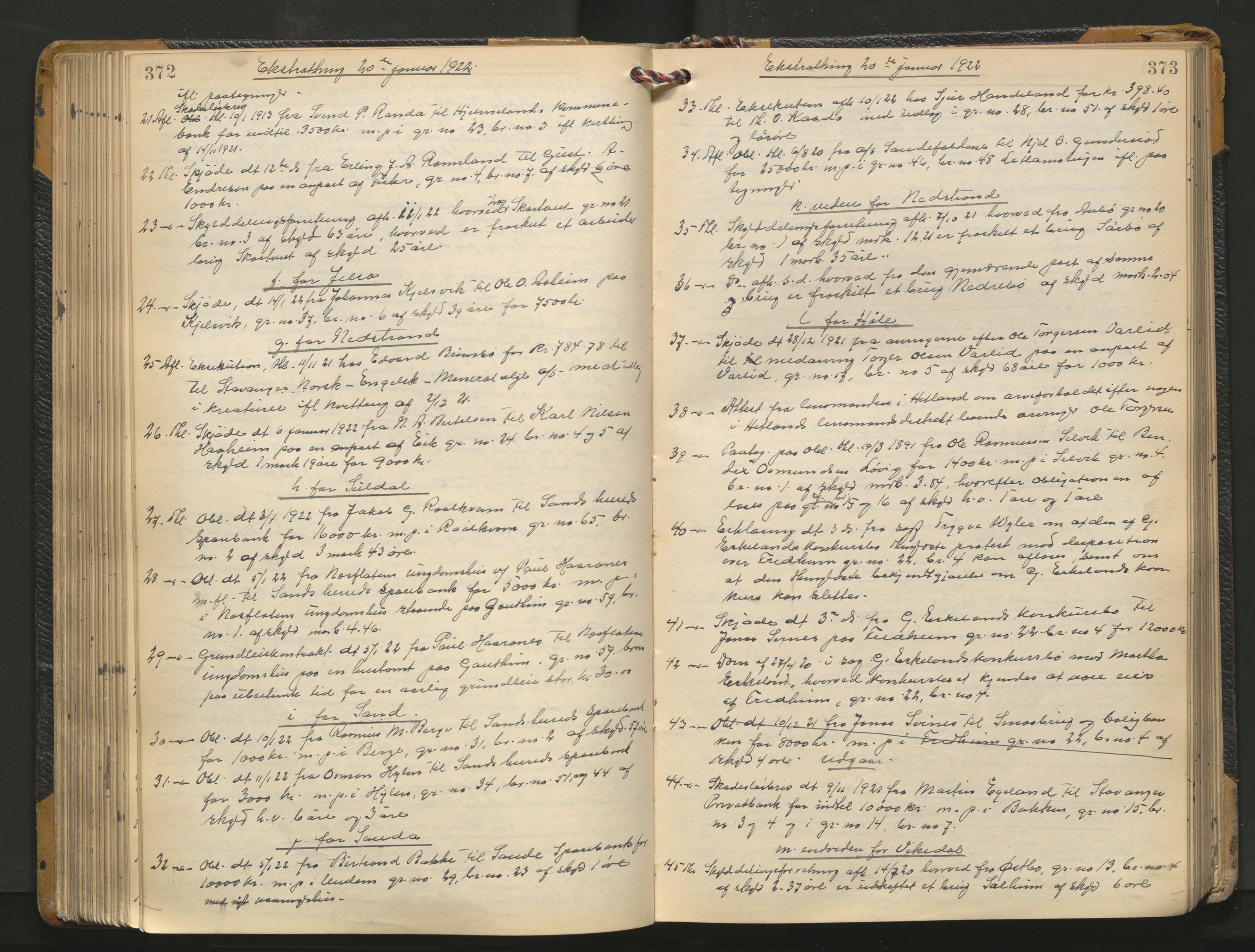 Ryfylke tingrett, AV/SAST-A-100055/001/I/IB/IB0/L0027: Tingbok, Ryfylke, 1920-1923, p. 372-373