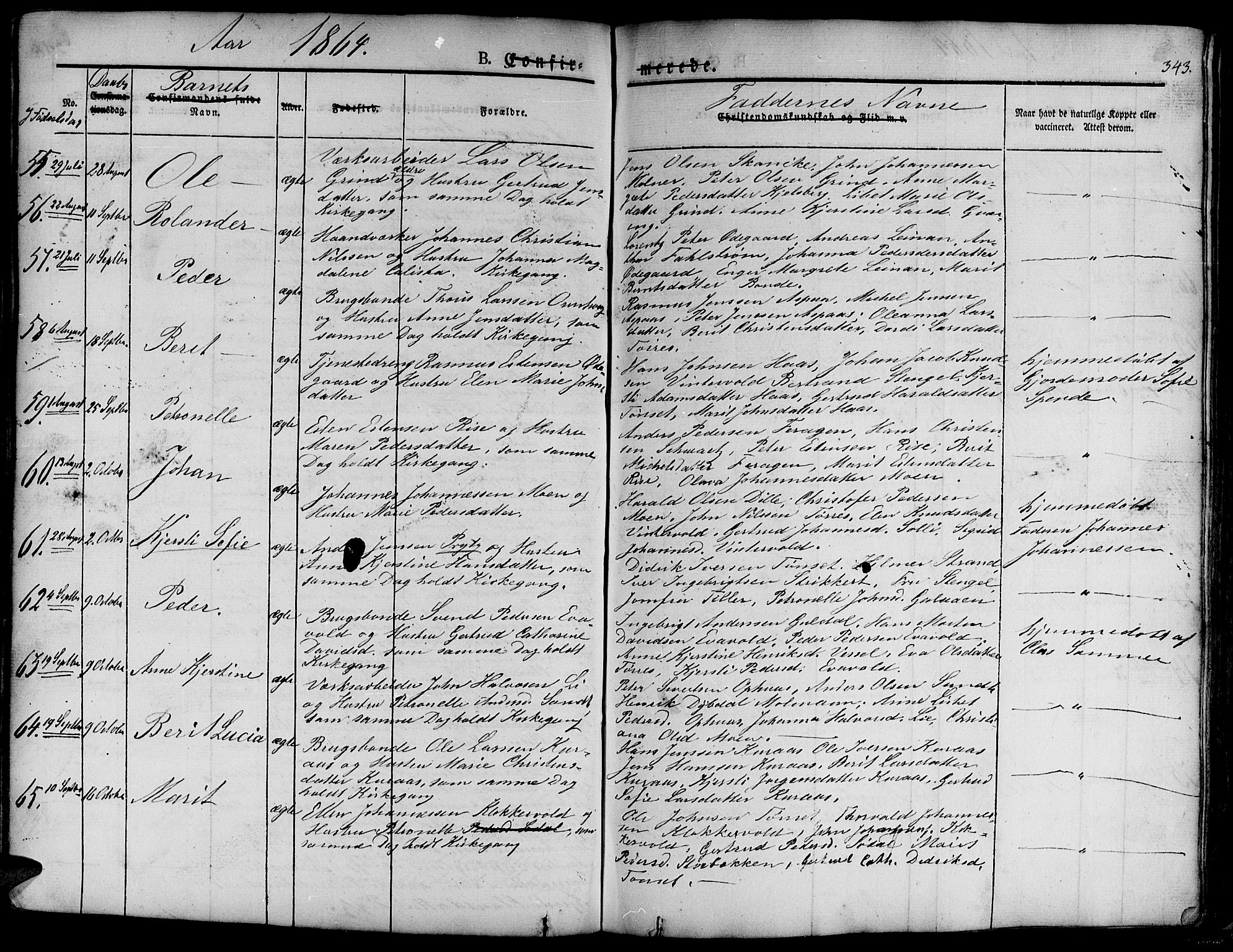 Ministerialprotokoller, klokkerbøker og fødselsregistre - Sør-Trøndelag, AV/SAT-A-1456/681/L0938: Parish register (copy) no. 681C02, 1829-1879, p. 343