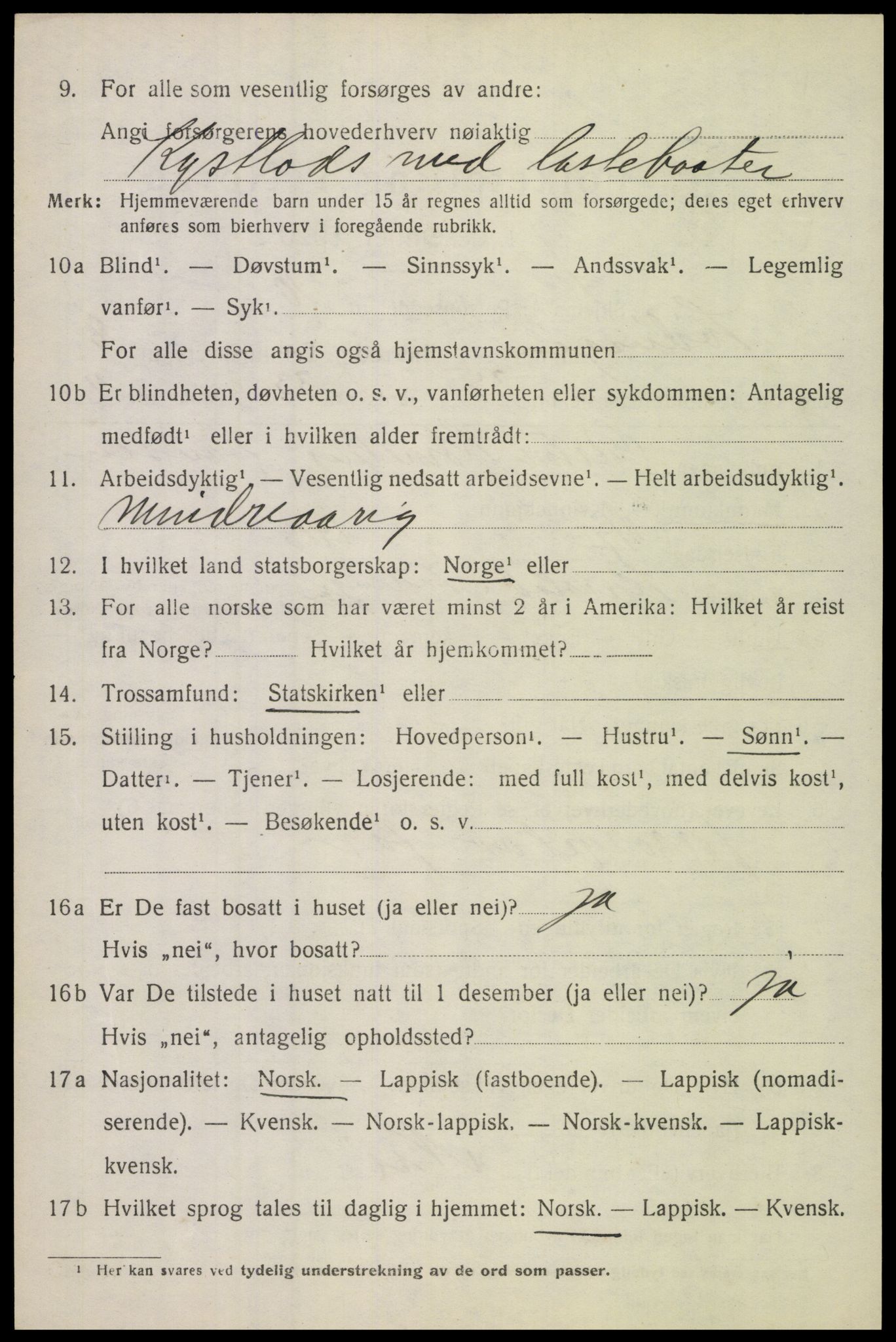 SAT, 1920 census for Lødingen, 1920, p. 5676