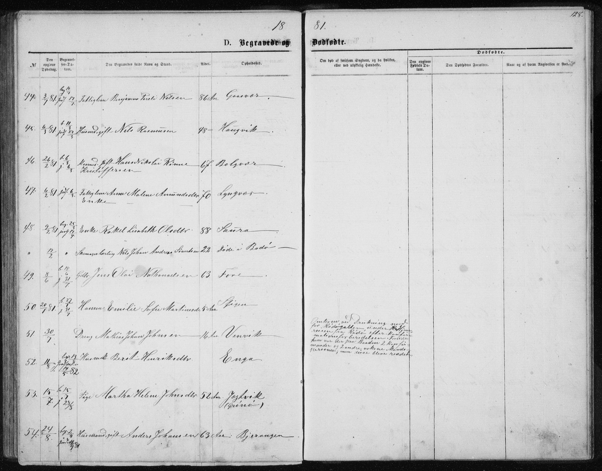 Ministerialprotokoller, klokkerbøker og fødselsregistre - Nordland, AV/SAT-A-1459/843/L0635: Parish register (copy) no. 843C04, 1872-1887, p. 128