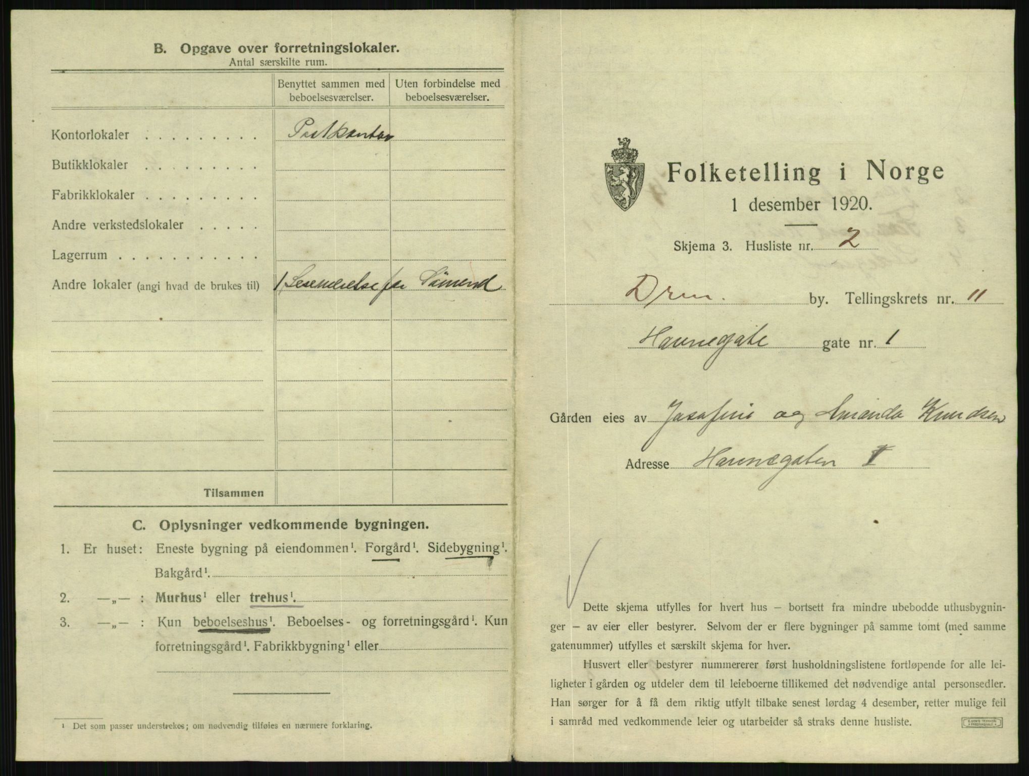 SAKO, 1920 census for Drammen, 1920, p. 5152