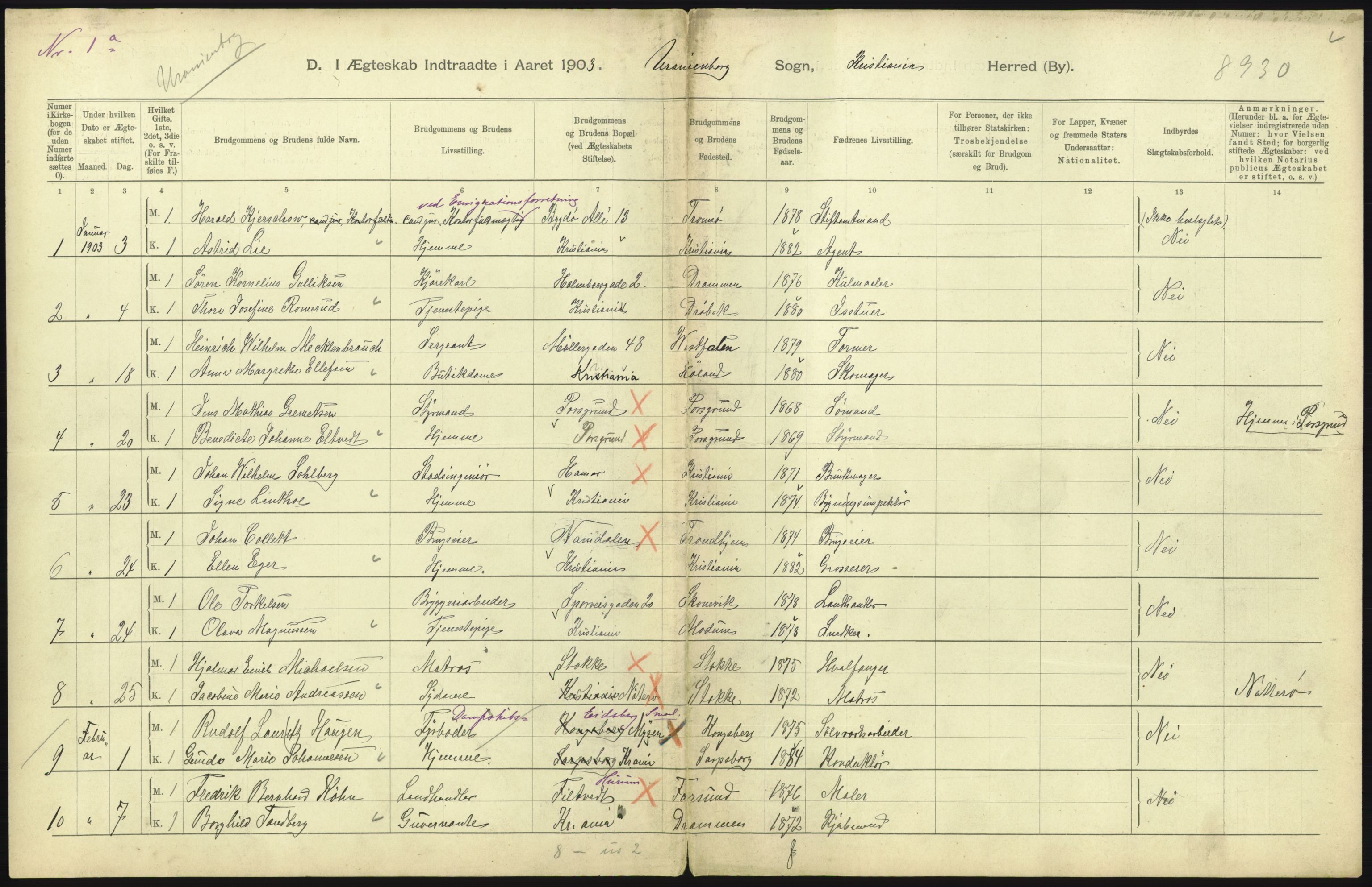 Statistisk sentralbyrå, Sosiodemografiske emner, Befolkning, RA/S-2228/D/Df/Dfa/Dfaa/L0004: Kristiania: Gifte, døde, 1903, p. 665