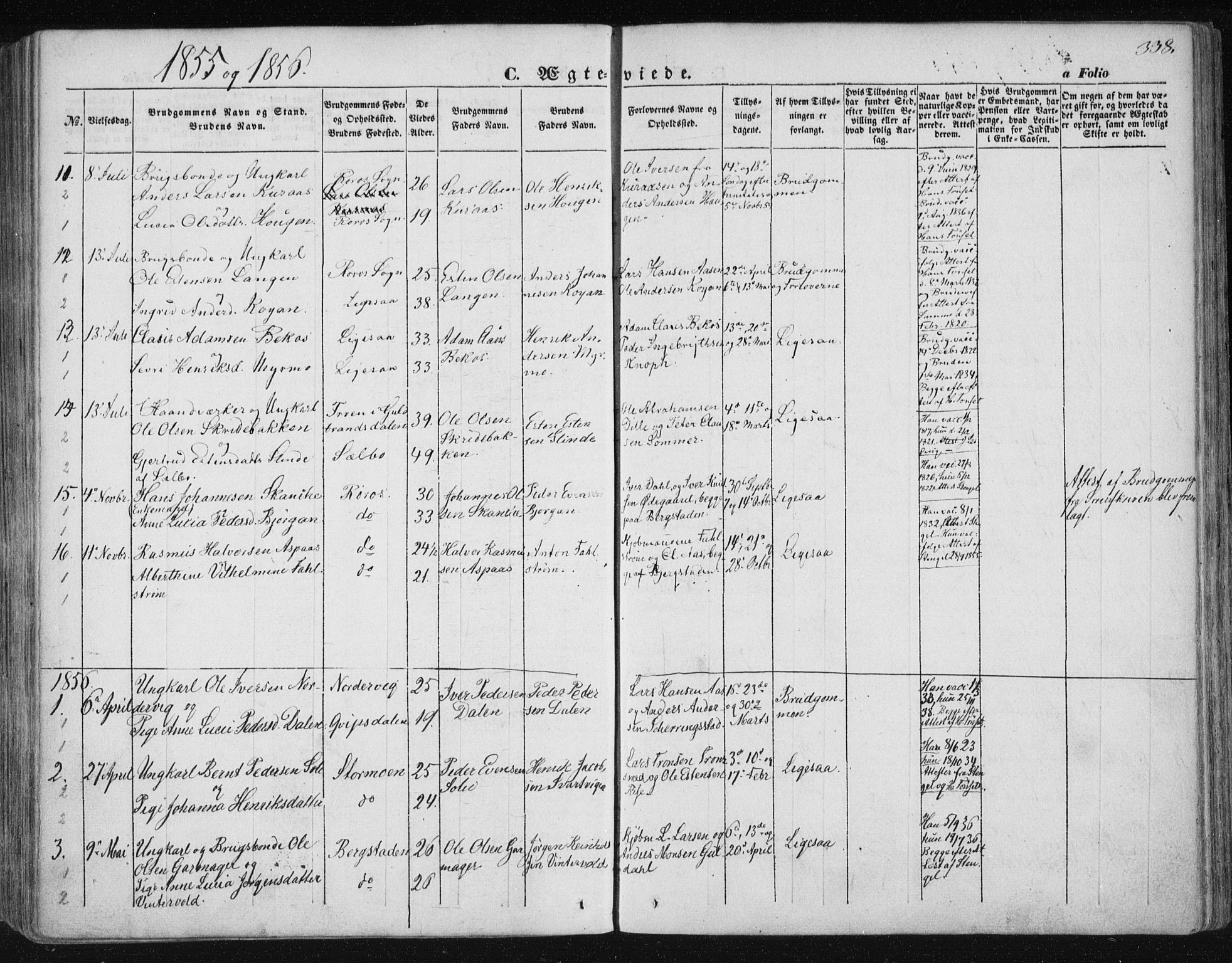 Ministerialprotokoller, klokkerbøker og fødselsregistre - Sør-Trøndelag, SAT/A-1456/681/L0931: Parish register (official) no. 681A09, 1845-1859, p. 338