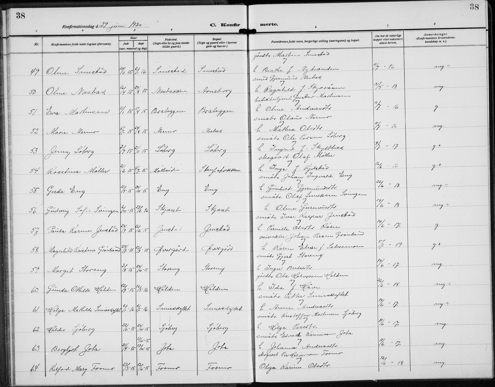 Trysil prestekontor, AV/SAH-PREST-046/H/Ha/Hab/L0010: Parish register (copy) no. 10, 1917-1937, p. 38