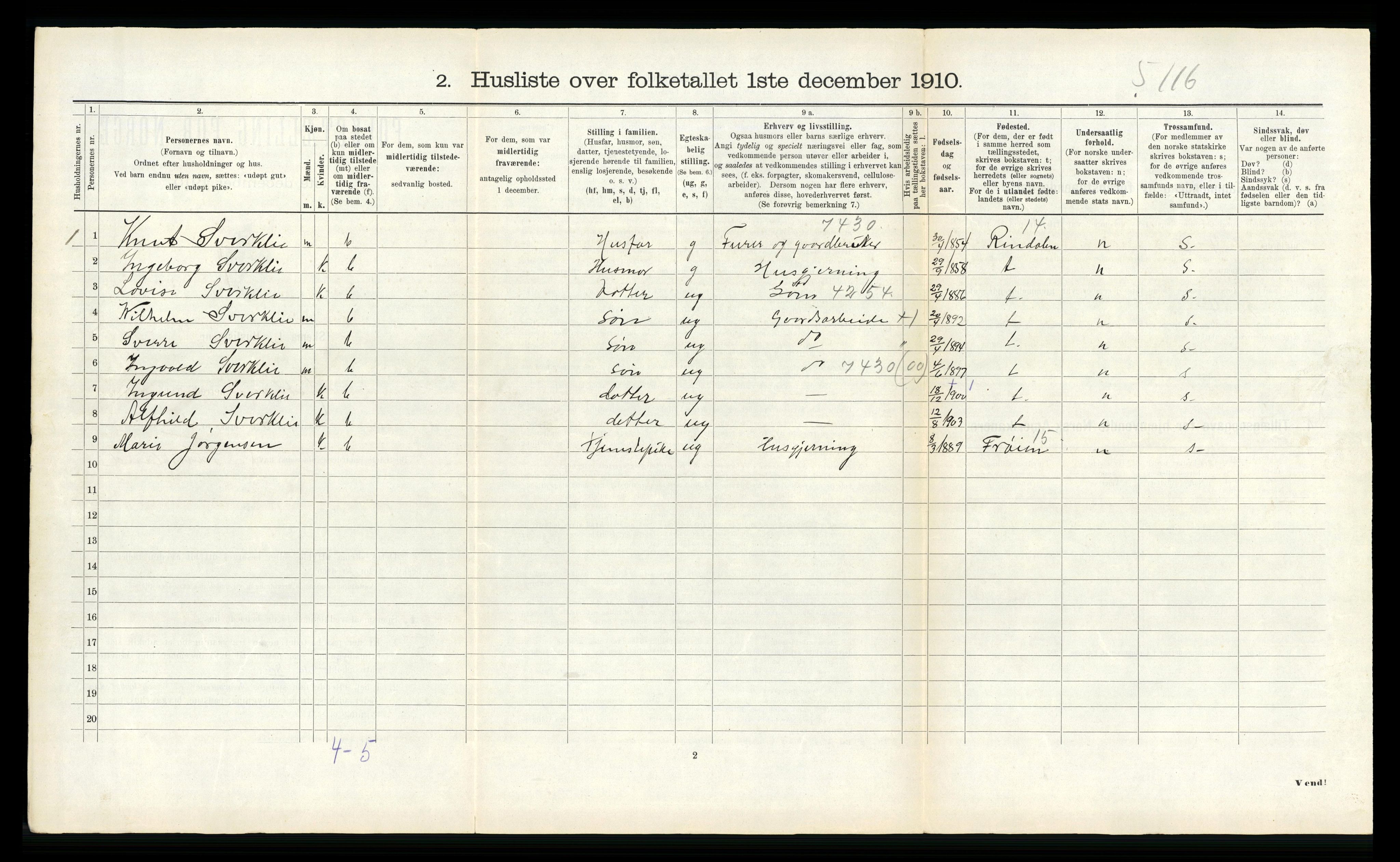 RA, 1910 census for Hitra, 1910, p. 124