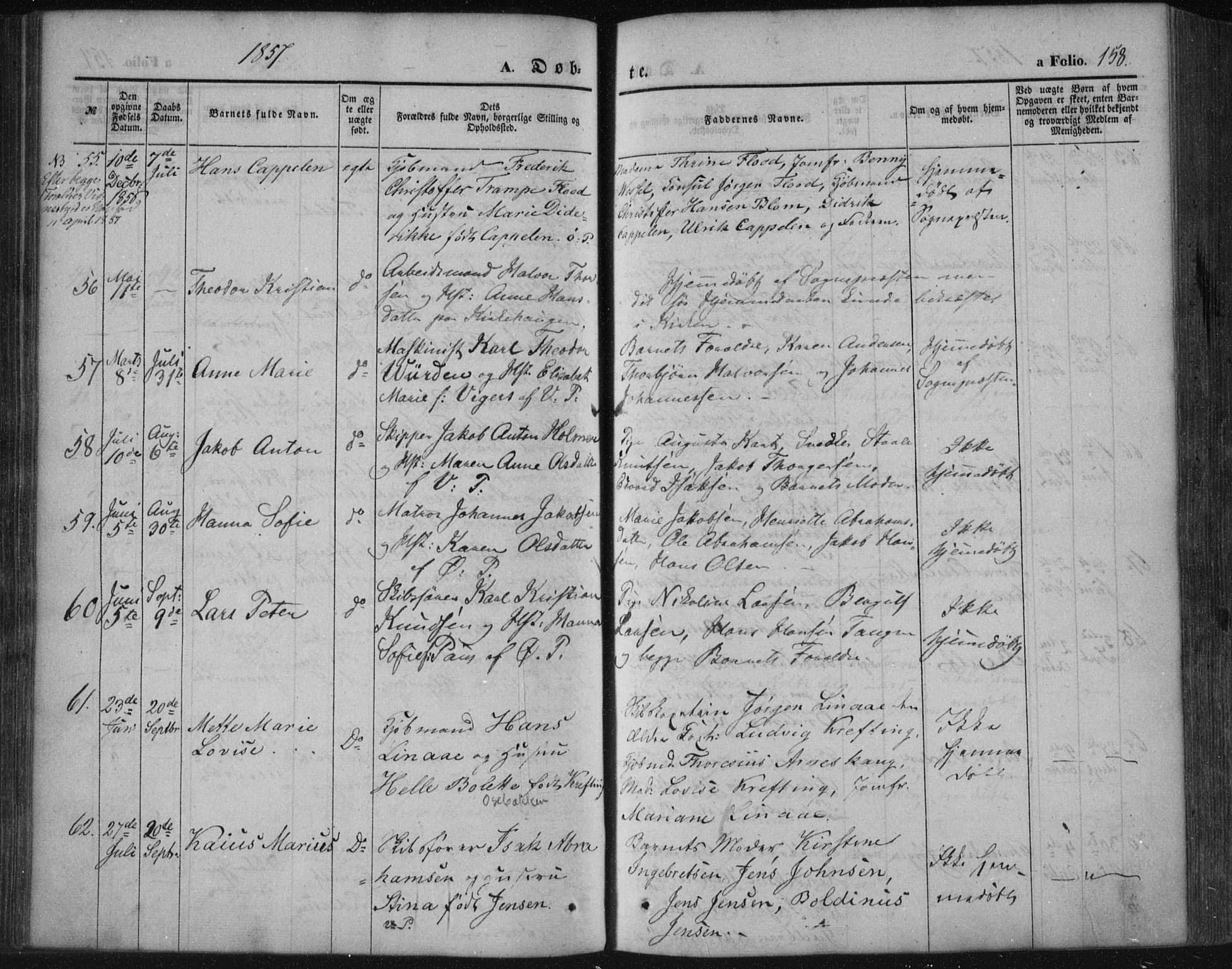 Porsgrunn kirkebøker , SAKO/A-104/F/Fa/L0006: Parish register (official) no. 6, 1841-1857, p. 158