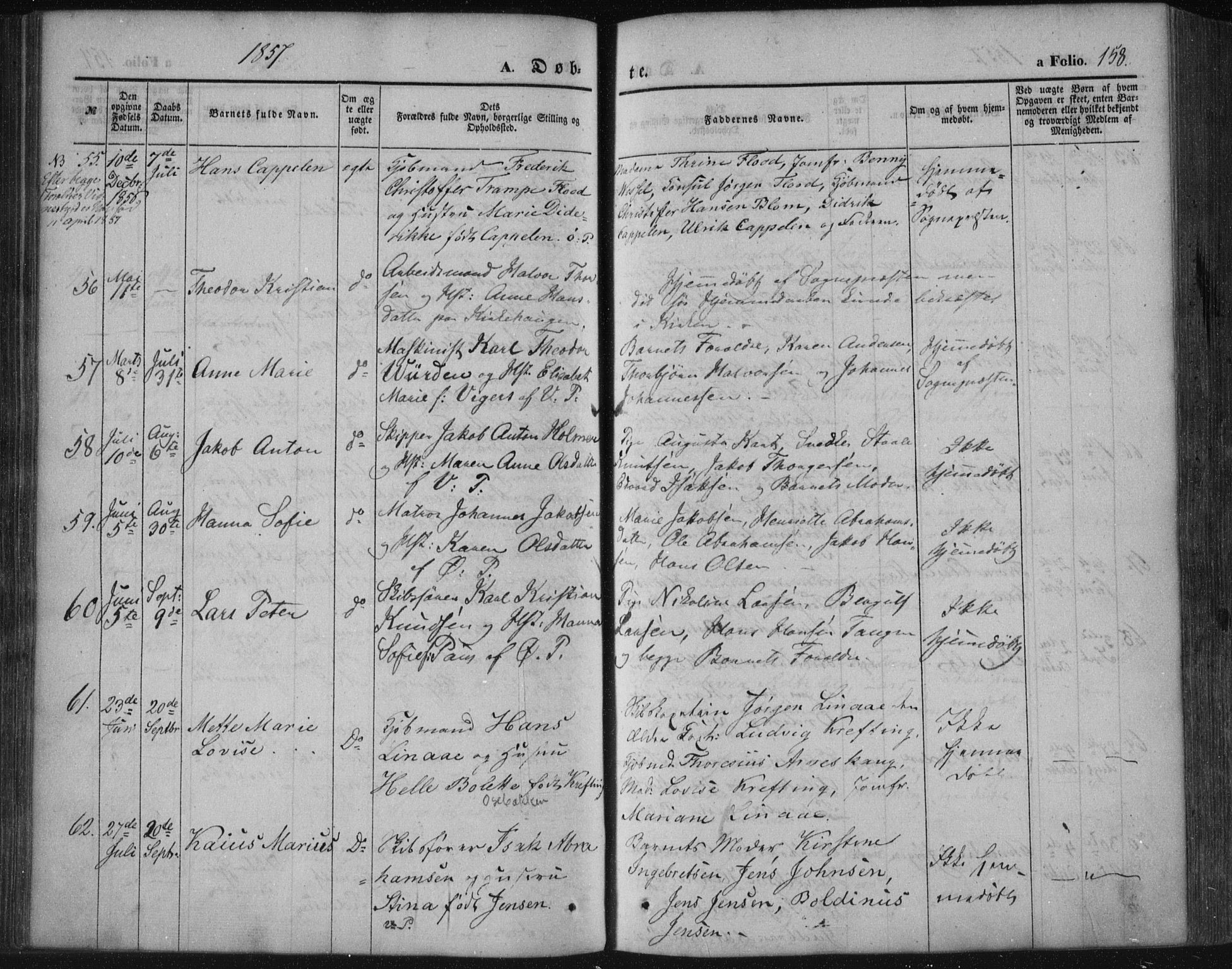 Porsgrunn kirkebøker , AV/SAKO-A-104/F/Fa/L0006: Parish register (official) no. 6, 1841-1857, p. 158