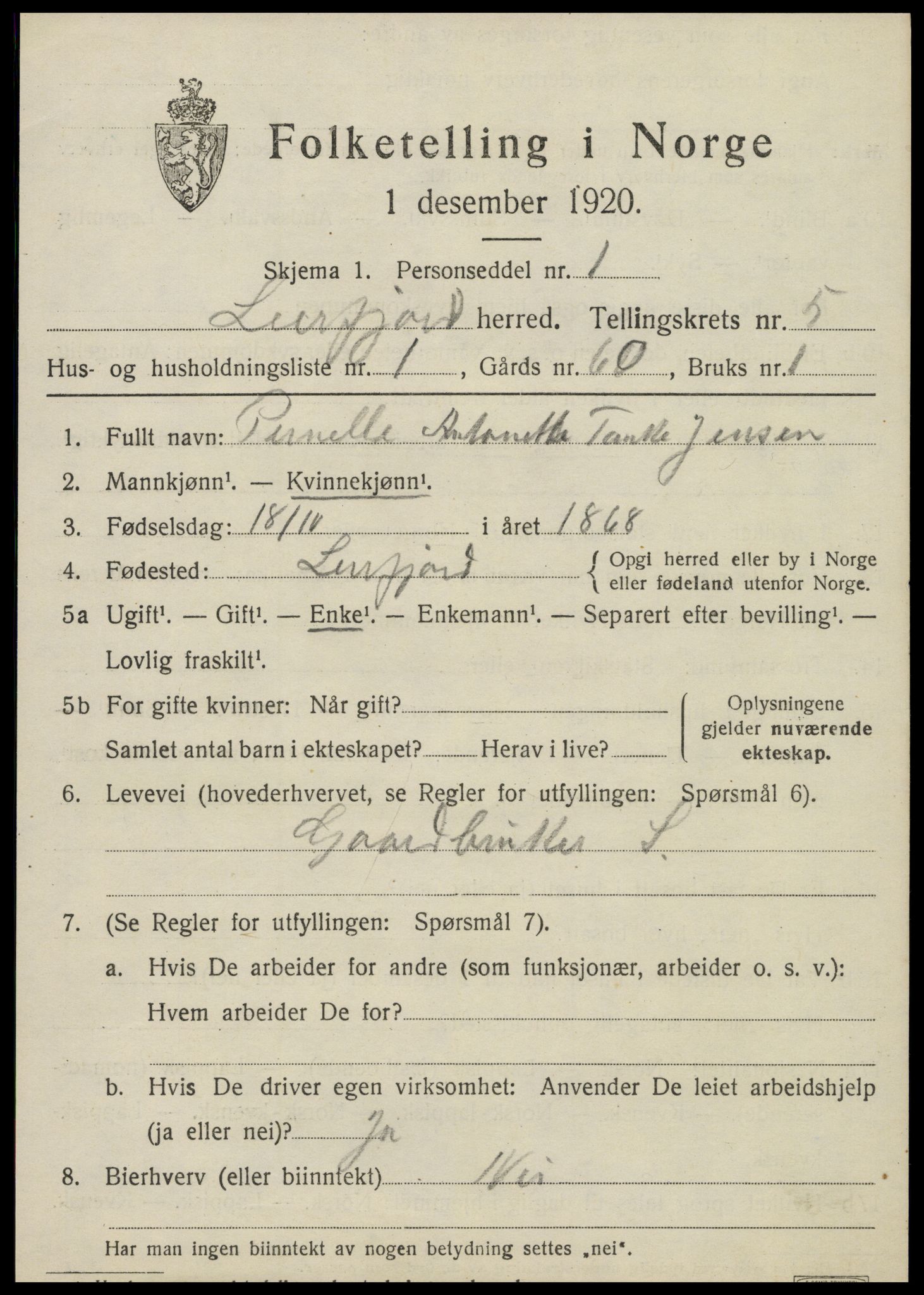 SAT, 1920 census for Leirfjord, 1920, p. 3295