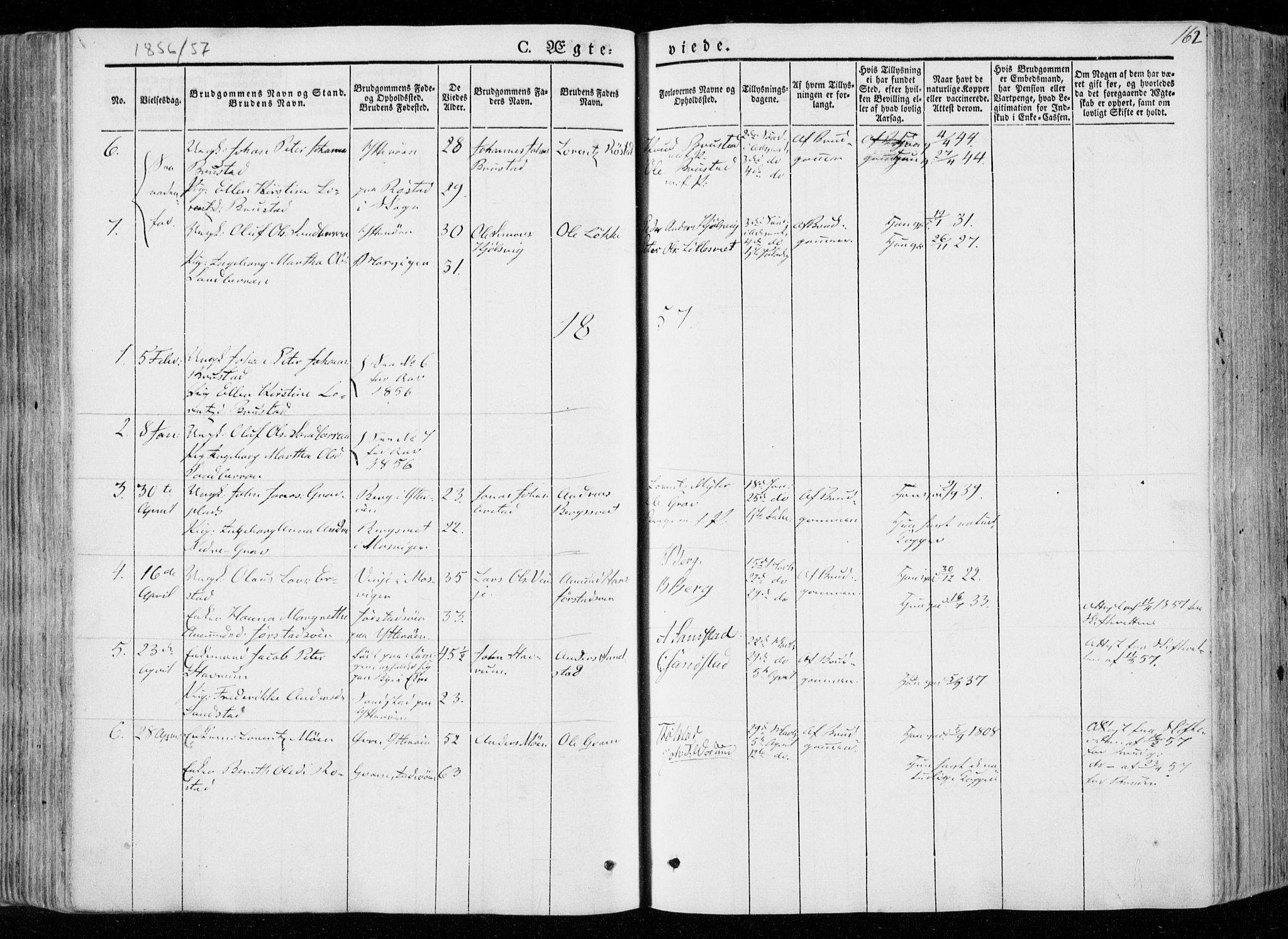 Ministerialprotokoller, klokkerbøker og fødselsregistre - Nord-Trøndelag, SAT/A-1458/722/L0218: Parish register (official) no. 722A05, 1843-1868, p. 162