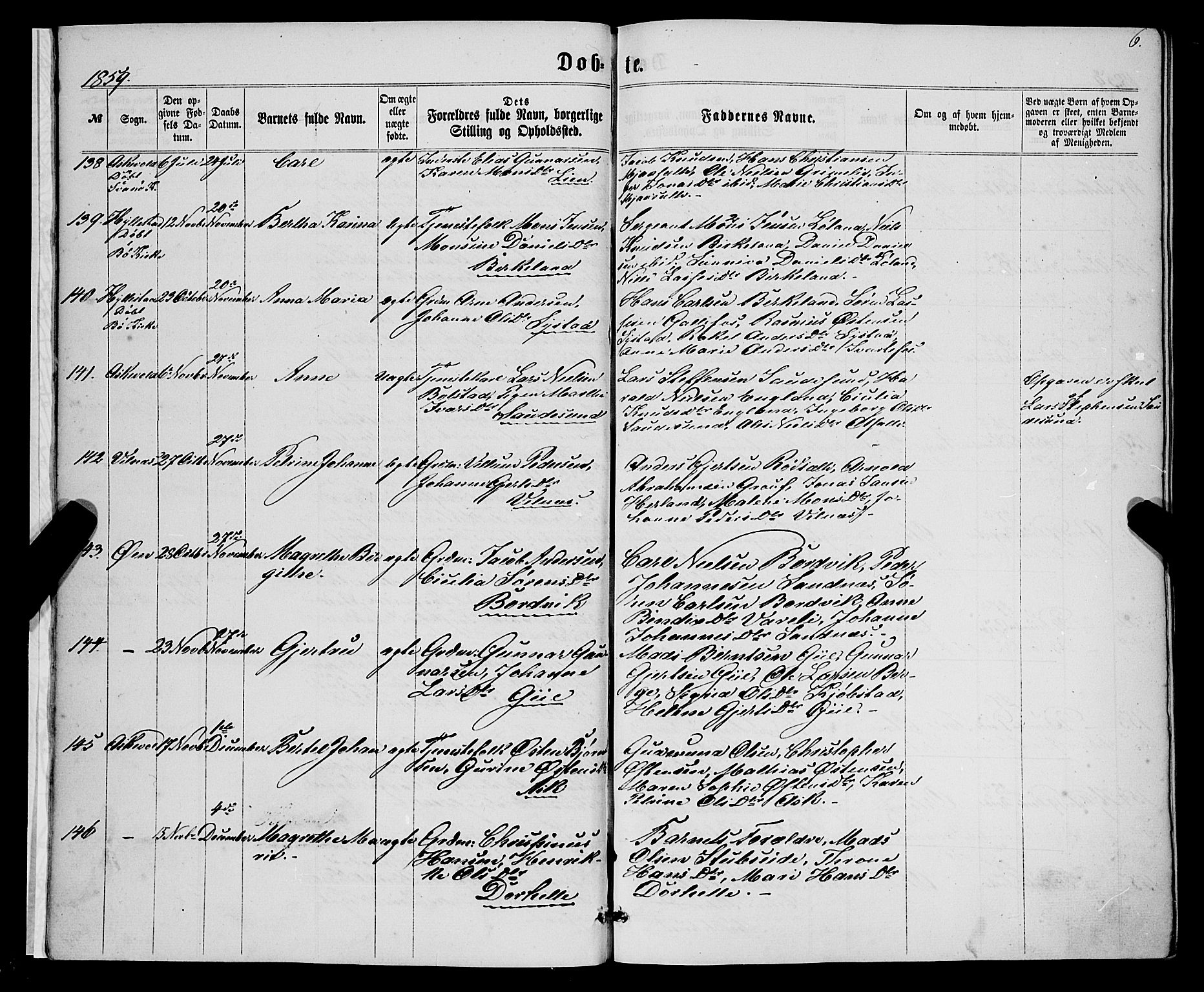 Askvoll sokneprestembete, AV/SAB-A-79501/H/Haa/Haaa/L0012: Parish register (official) no. A 12, 1859-1878, p. 6