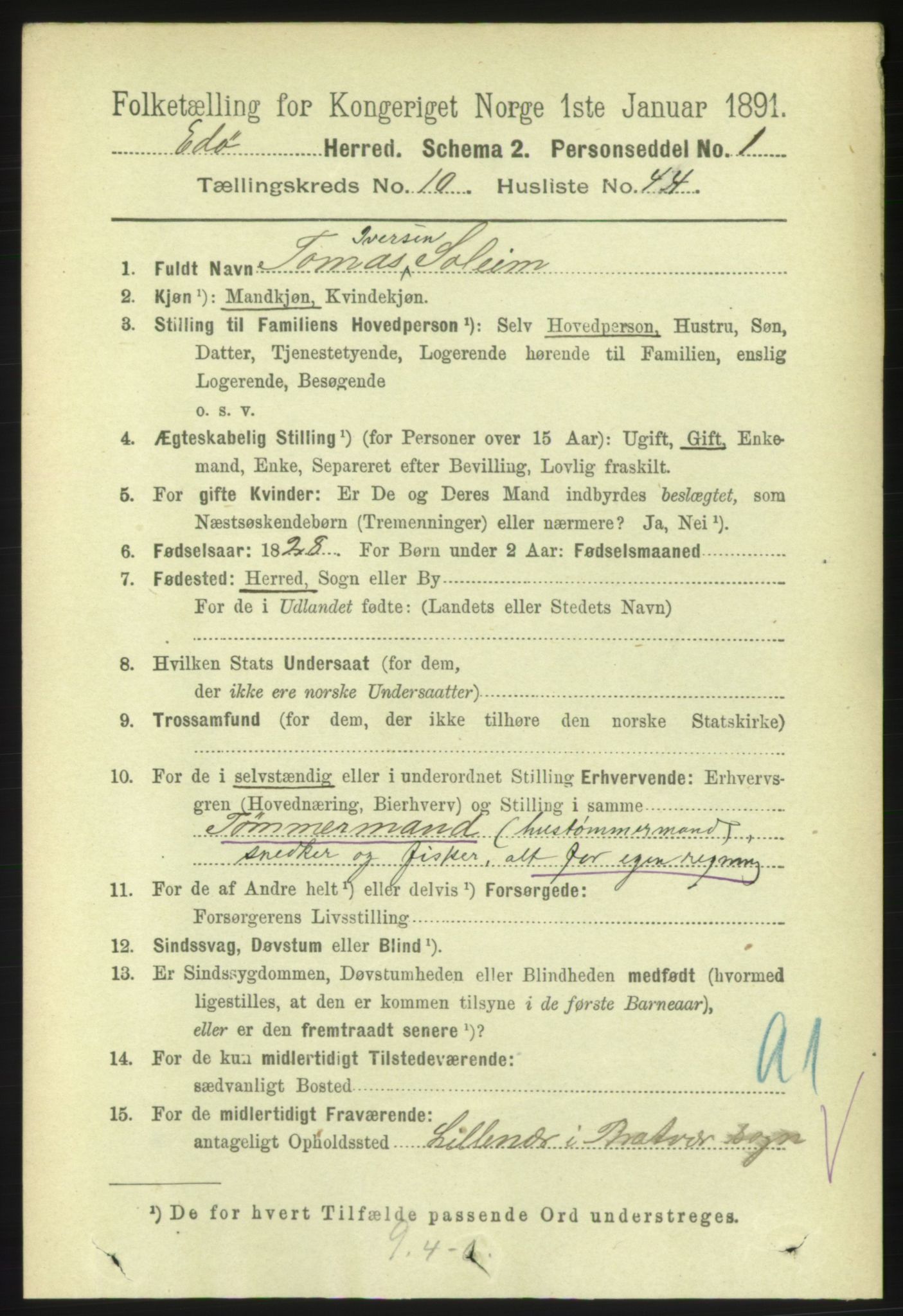 RA, 1891 census for 1573 Edøy, 1891, p. 2873