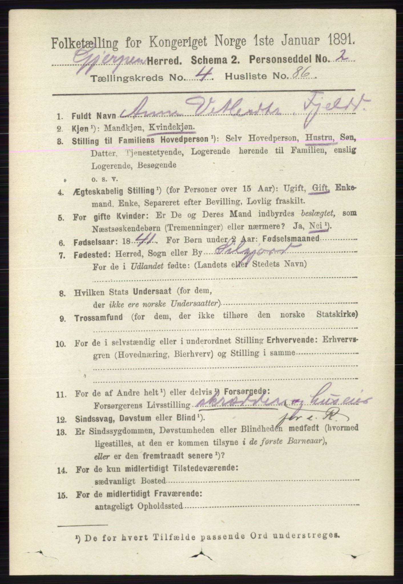 RA, 1891 census for 0812 Gjerpen, 1891, p. 2419