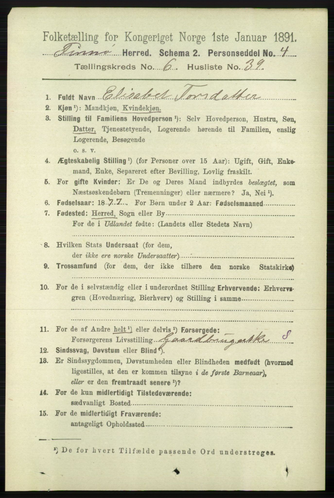 RA, 1891 census for 1141 Finnøy, 1891, p. 1479