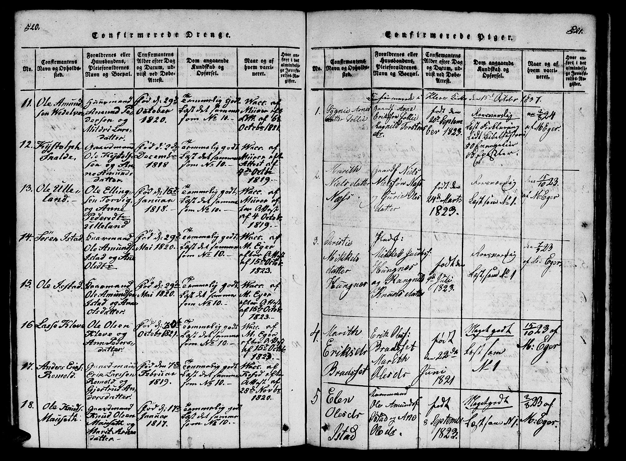 Ministerialprotokoller, klokkerbøker og fødselsregistre - Møre og Romsdal, SAT/A-1454/557/L0679: Parish register (official) no. 557A01, 1818-1843, p. 520-521