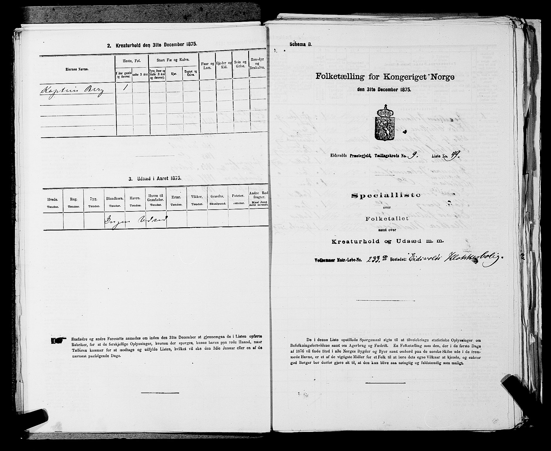 RA, 1875 census for 0237P Eidsvoll, 1875, p. 1369