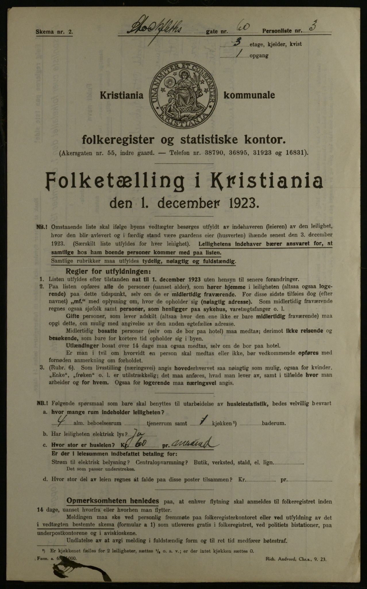 OBA, Municipal Census 1923 for Kristiania, 1923, p. 113610