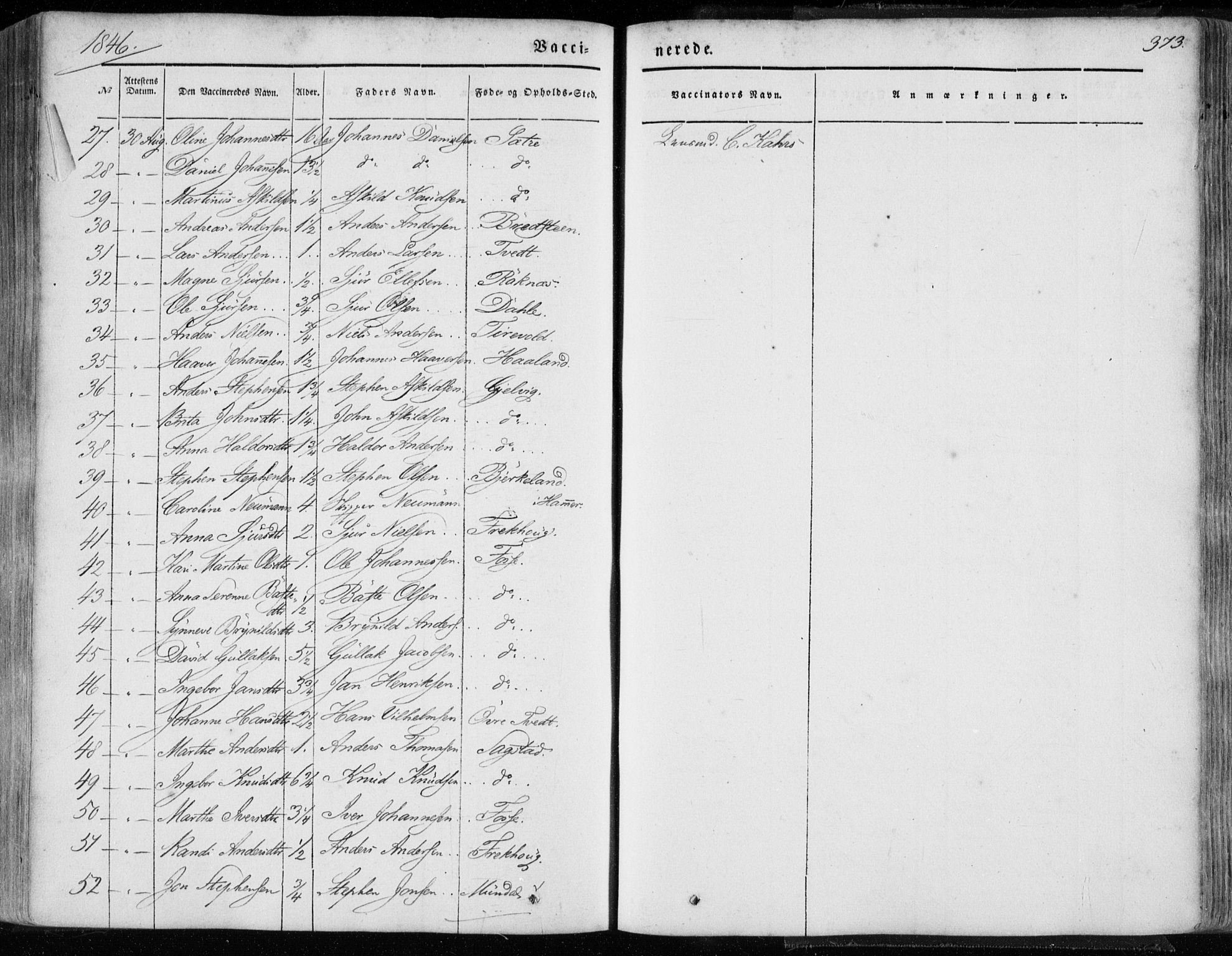 Hamre sokneprestembete, AV/SAB-A-75501/H/Ha/Haa/Haaa/L0013: Parish register (official) no. A 13, 1846-1857, p. 373