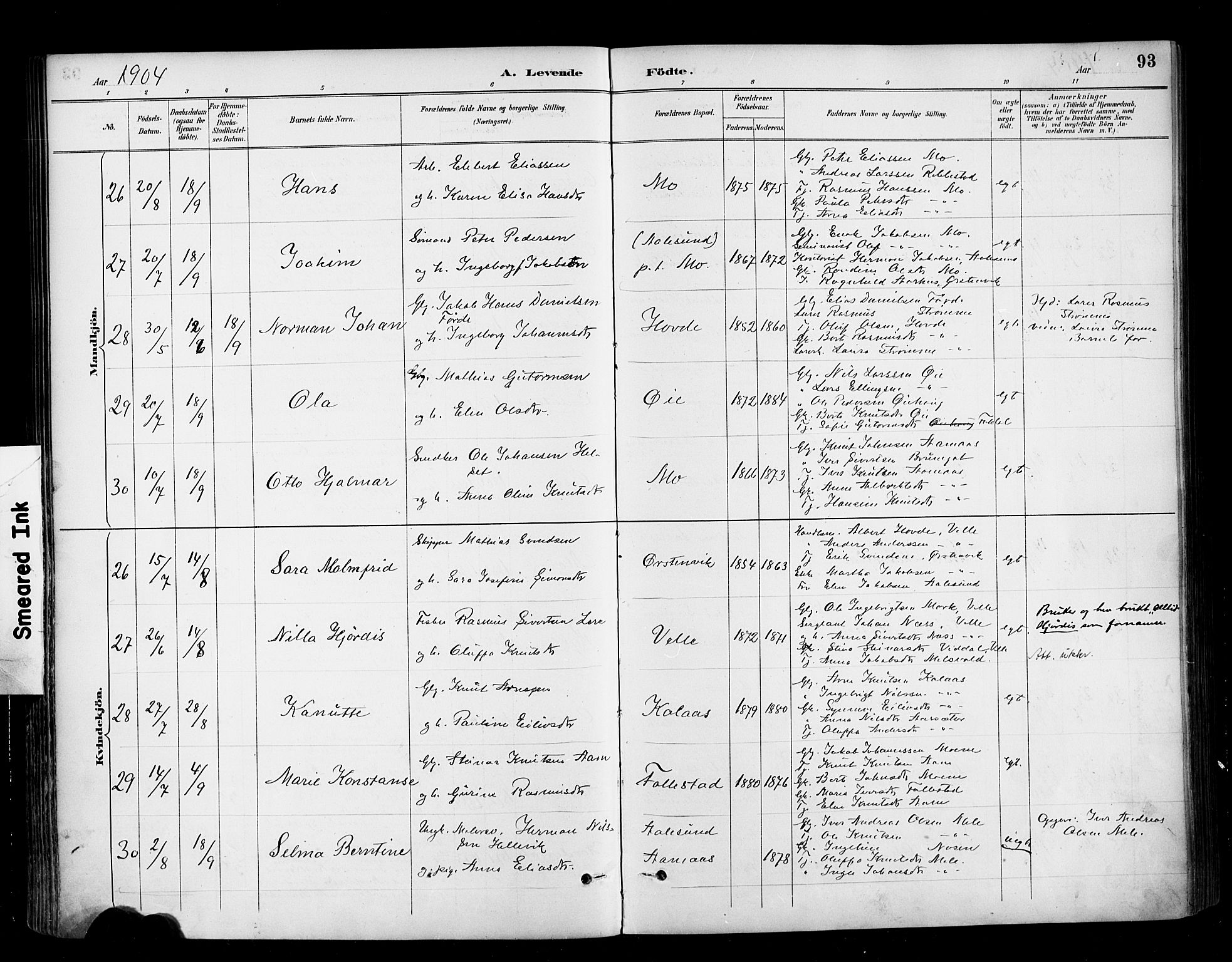 Ministerialprotokoller, klokkerbøker og fødselsregistre - Møre og Romsdal, AV/SAT-A-1454/513/L0177: Parish register (official) no. 513A04, 1890-1906, p. 93