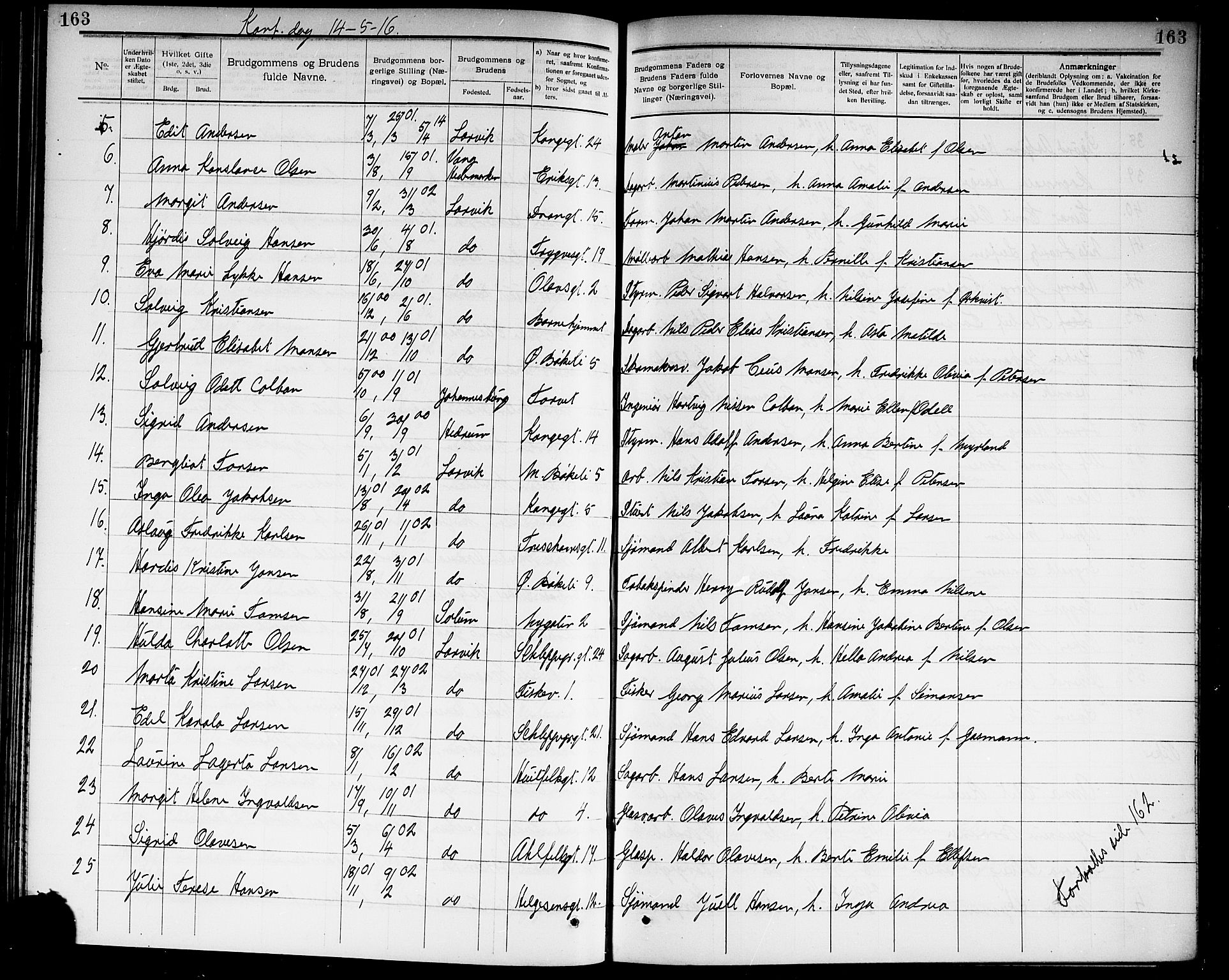 Larvik kirkebøker, SAKO/A-352/G/Ga/L0006: Parish register (copy) no. I 6, 1888-1917, p. 163