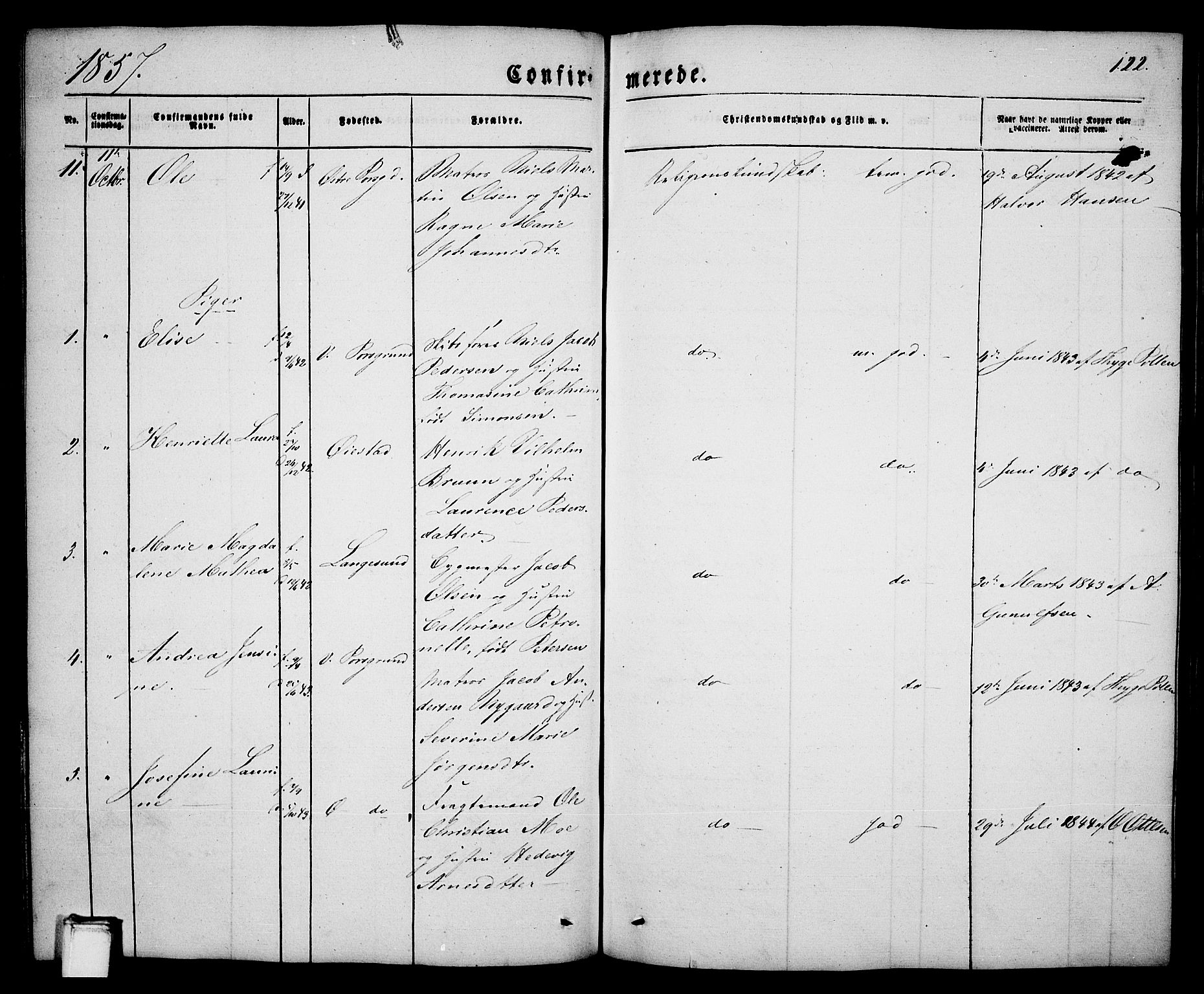 Porsgrunn kirkebøker , SAKO/A-104/G/Ga/L0002: Parish register (copy) no. I 2, 1847-1877, p. 122