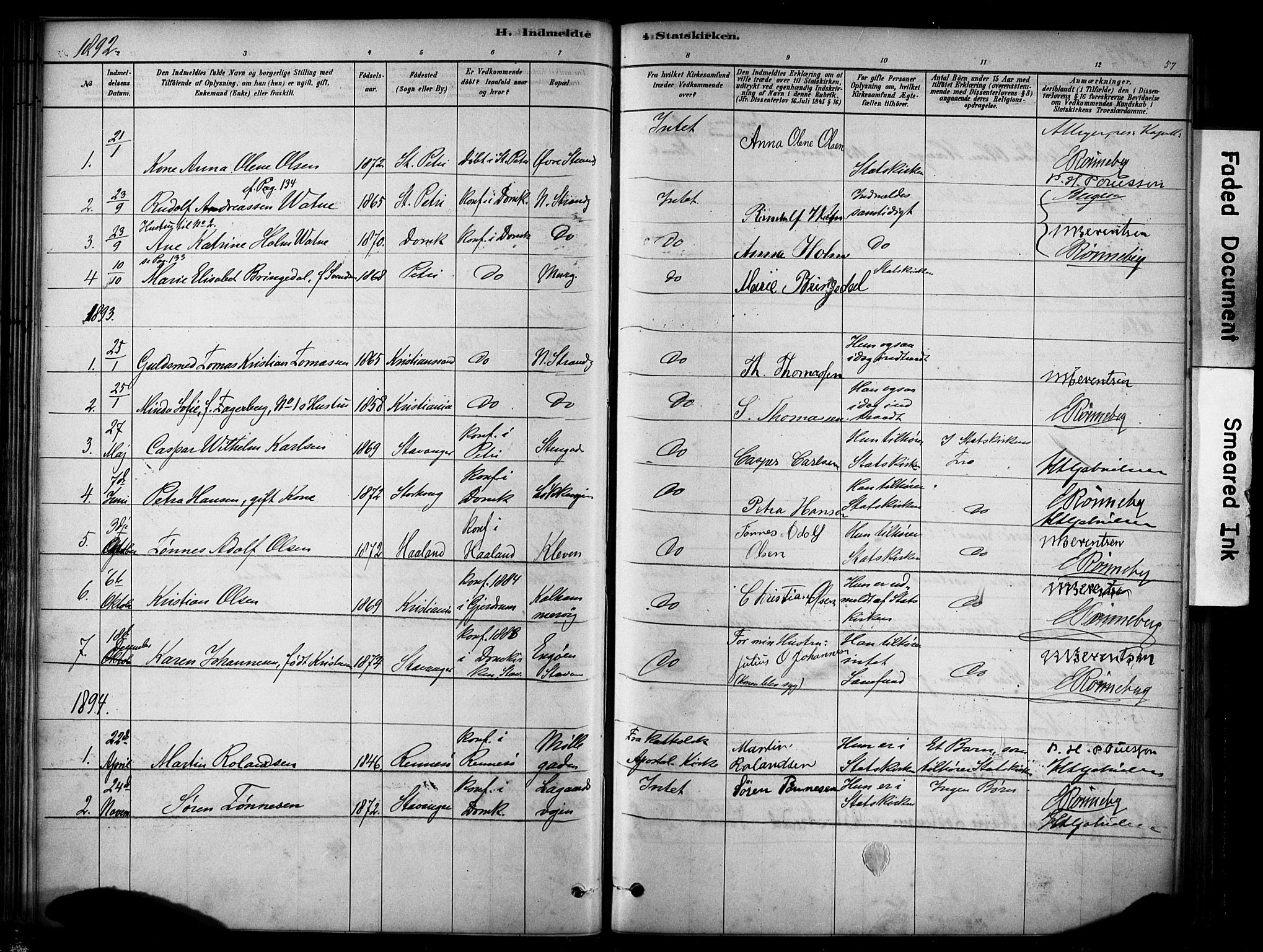 Domkirken sokneprestkontor, SAST/A-101812/001/30/30BA/L0025: Parish register (official) no. A 24, 1877-1927, p. 57
