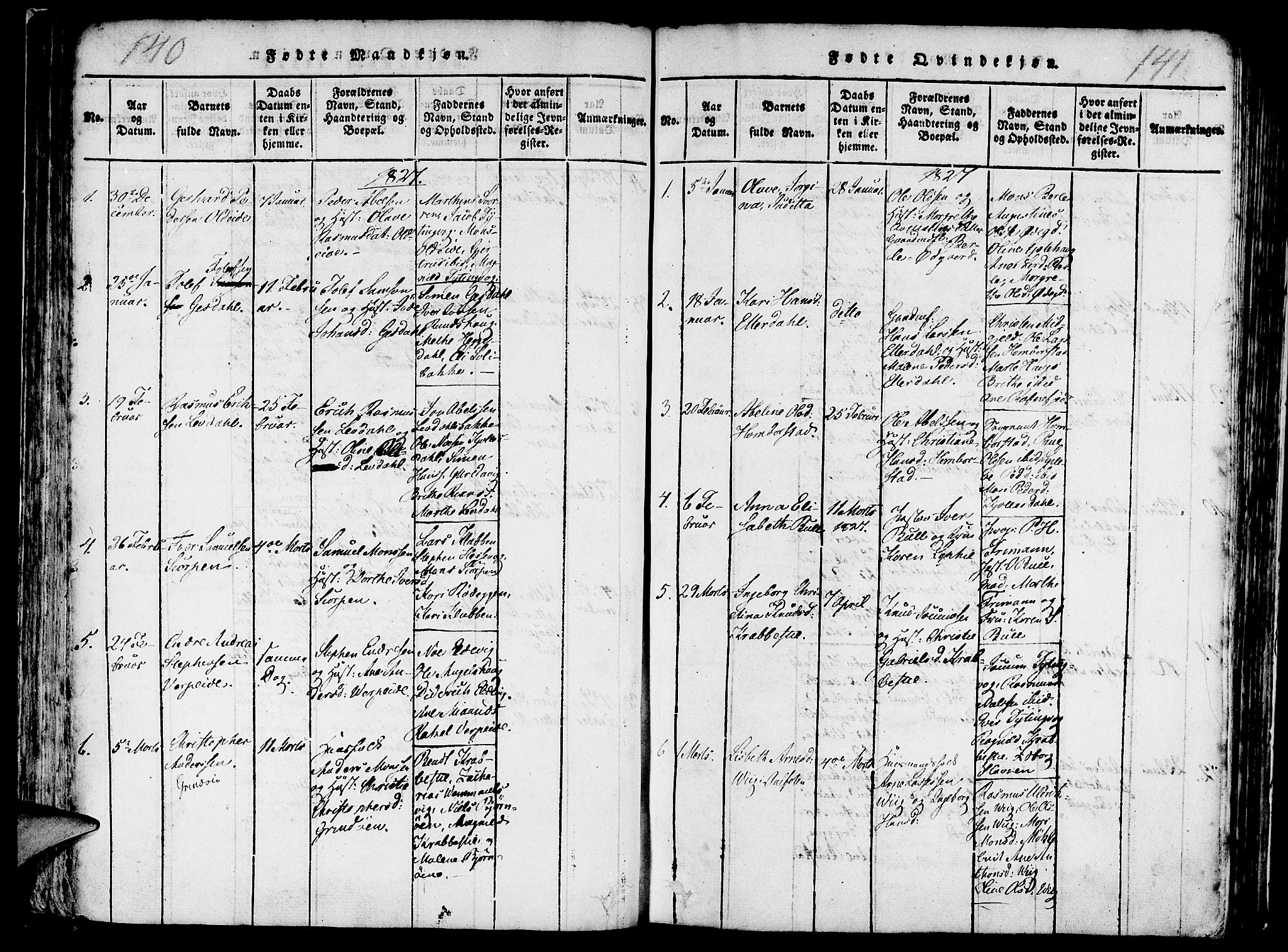 Davik sokneprestembete, SAB/A-79701/H/Haa/Haaa/L0003: Parish register (official) no. A 3, 1816-1830, p. 140-141