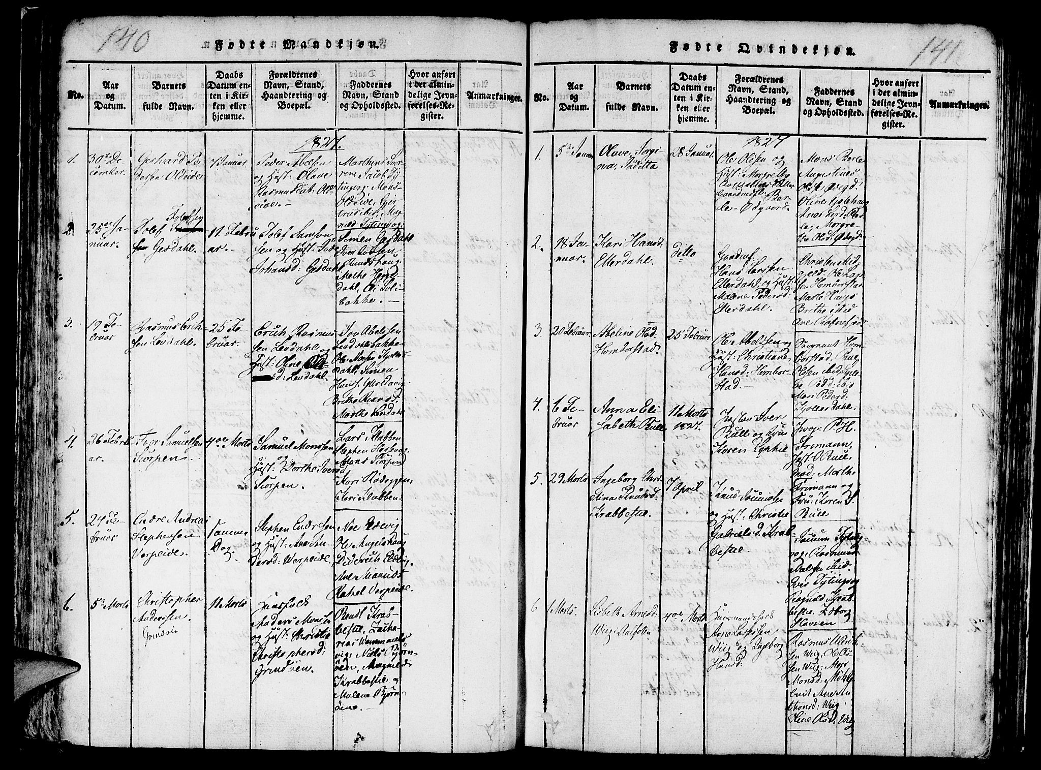 Davik sokneprestembete, AV/SAB-A-79701/H/Haa/Haaa/L0003: Parish register (official) no. A 3, 1816-1830, p. 140-141