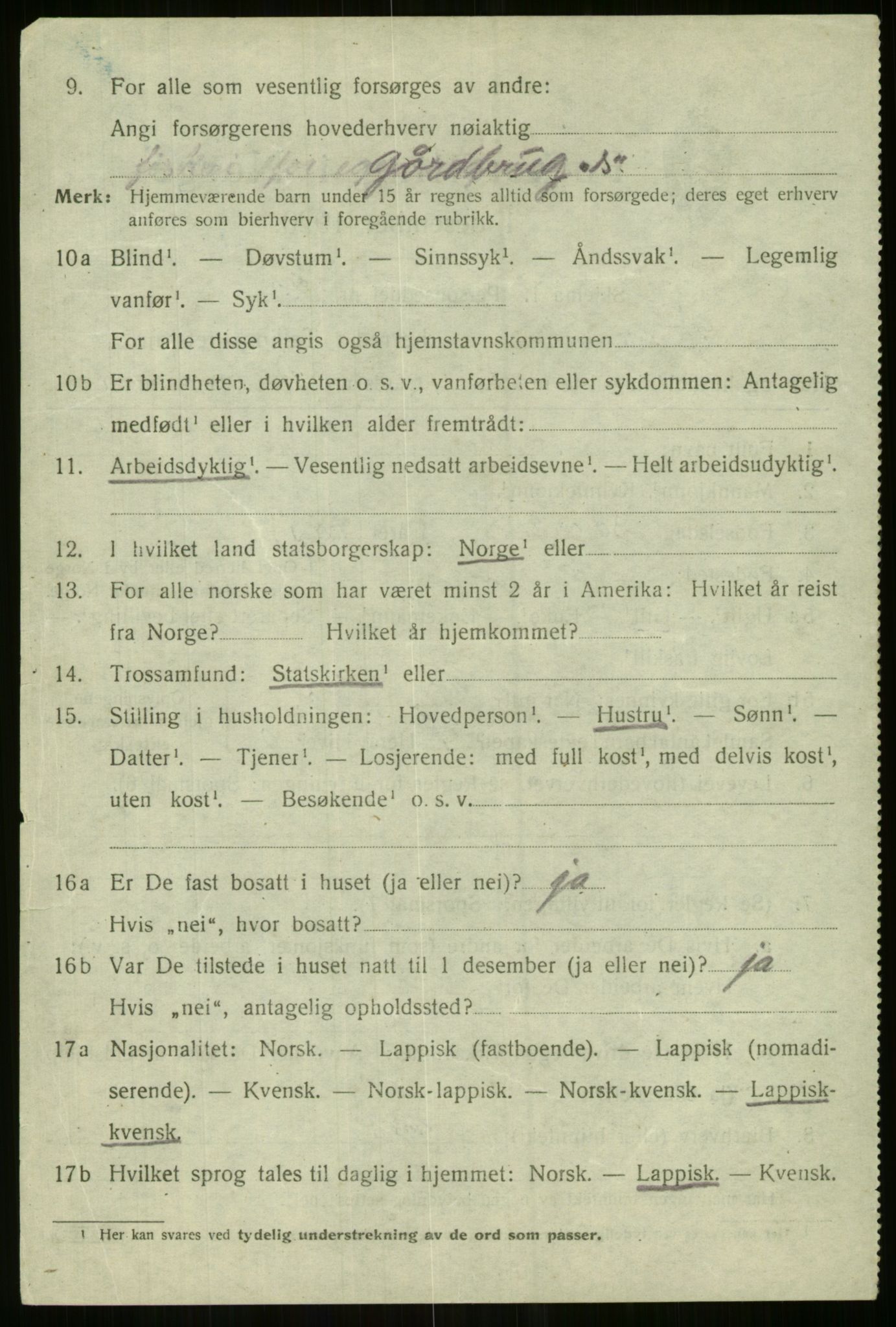 SATØ, 1920 census for Lyngen, 1920, p. 3504