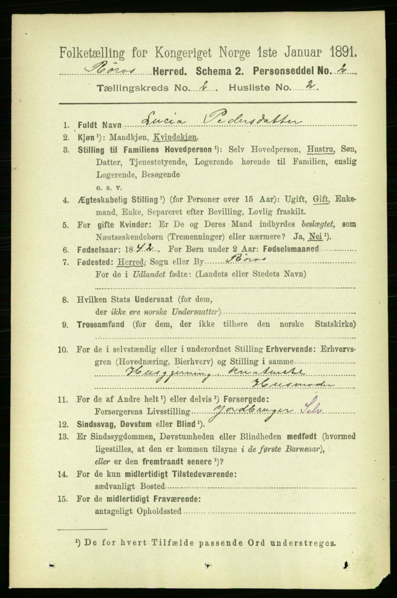 RA, 1891 census for 1640 Røros, 1891, p. 269