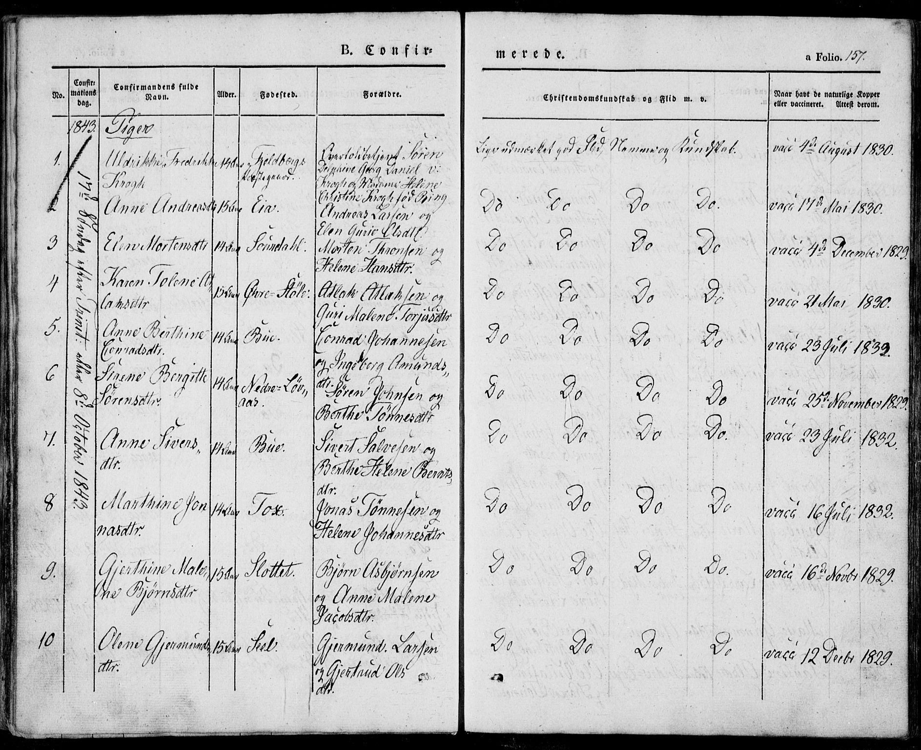 Sokndal sokneprestkontor, AV/SAST-A-101808: Parish register (official) no. A 8.1, 1842-1857, p. 157