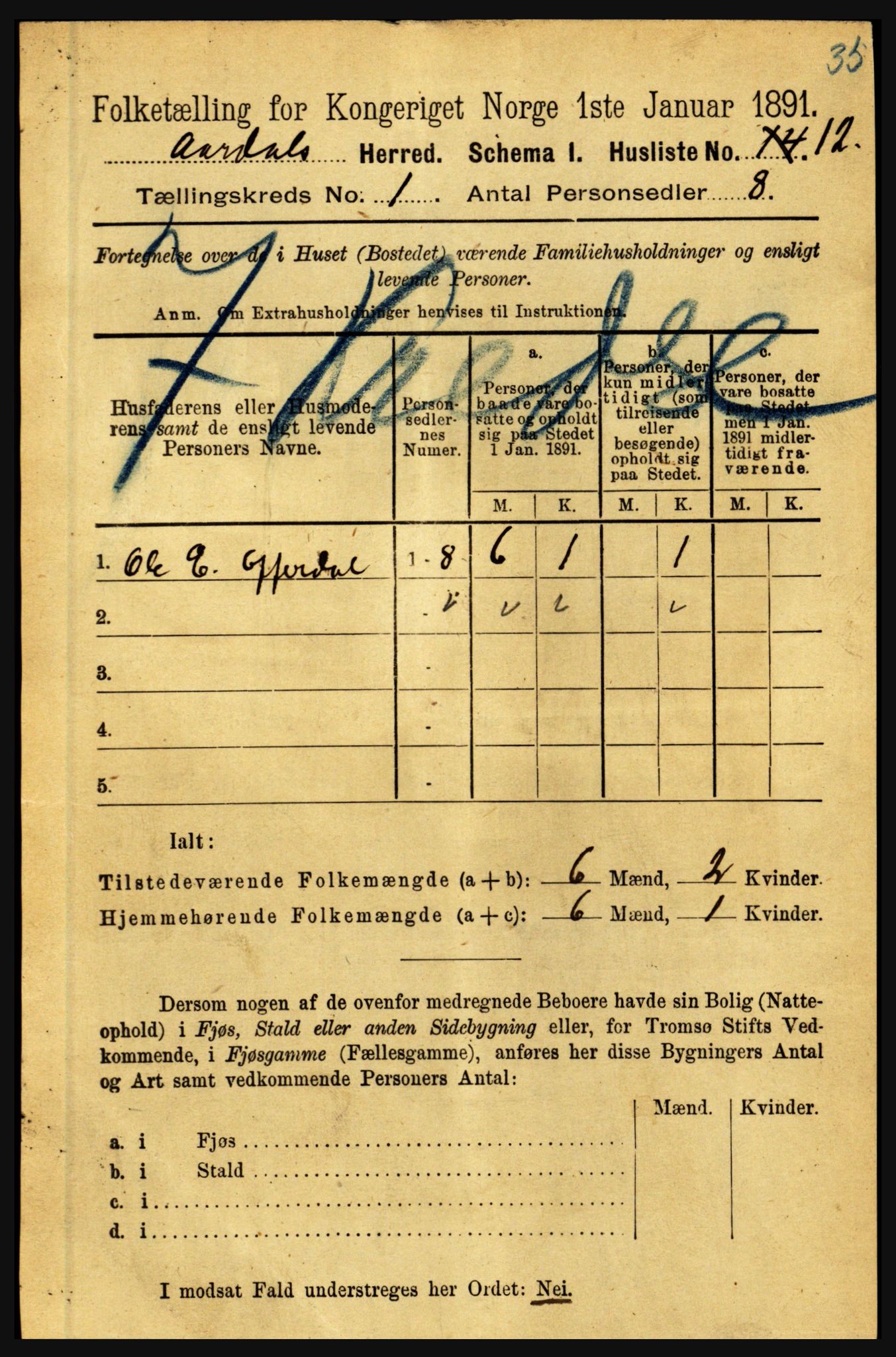 RA, 1891 census for 1424 Årdal, 1891, p. 32