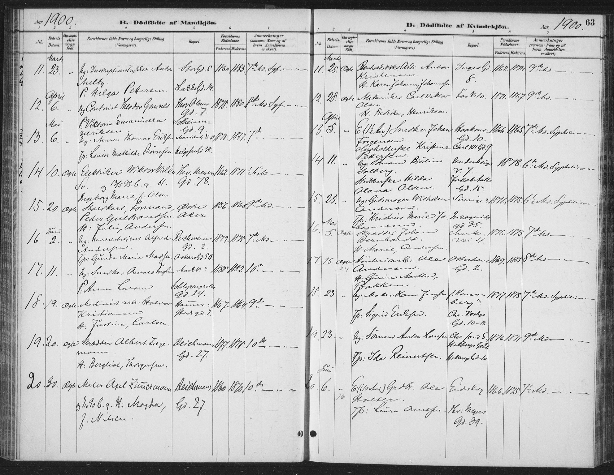 Rikshospitalet prestekontor Kirkebøker, AV/SAO-A-10309b/F/L0010: Parish register (official) no. 10, 1888-1912, p. 63