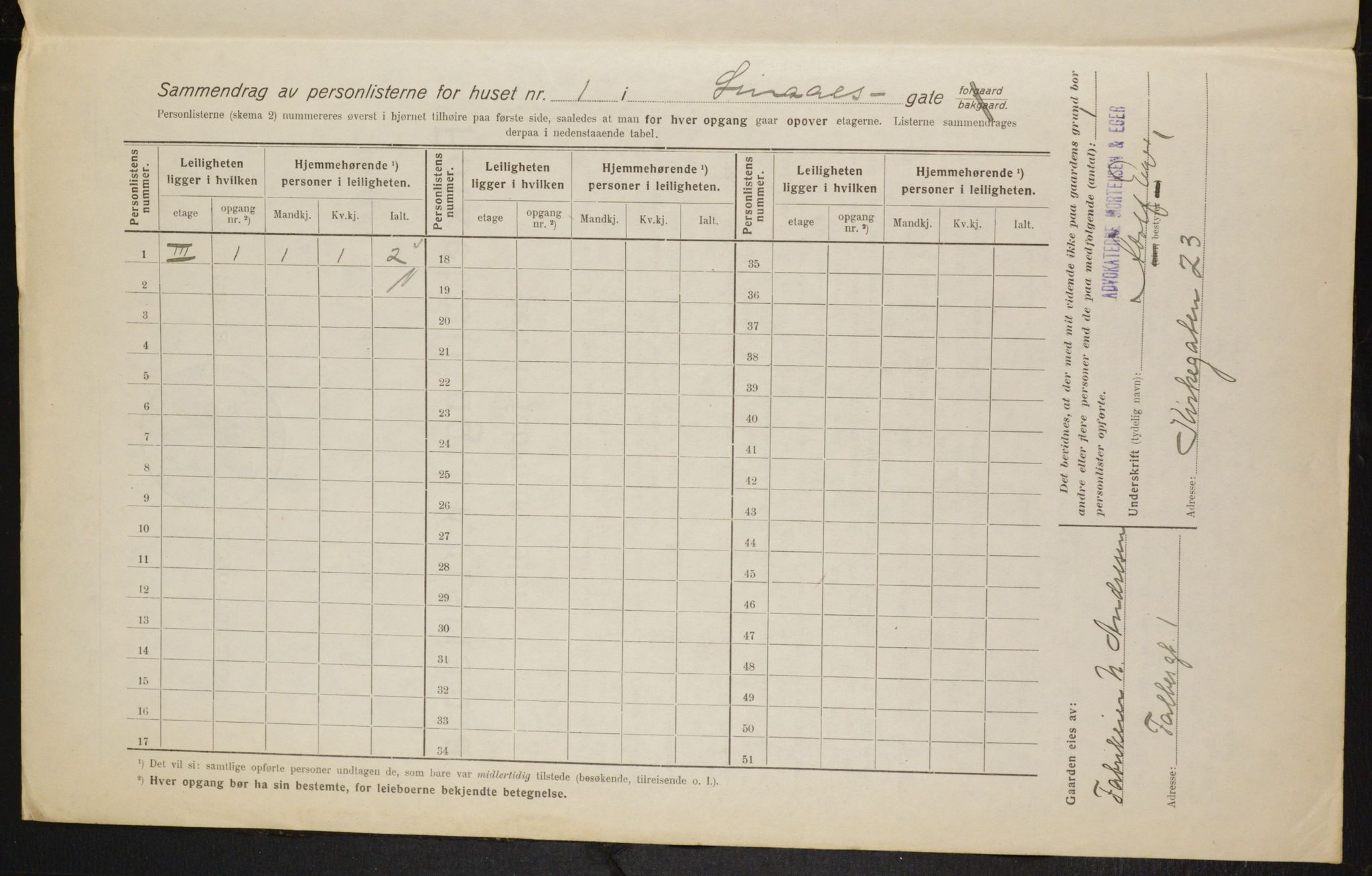 OBA, Municipal Census 1916 for Kristiania, 1916, p. 59074