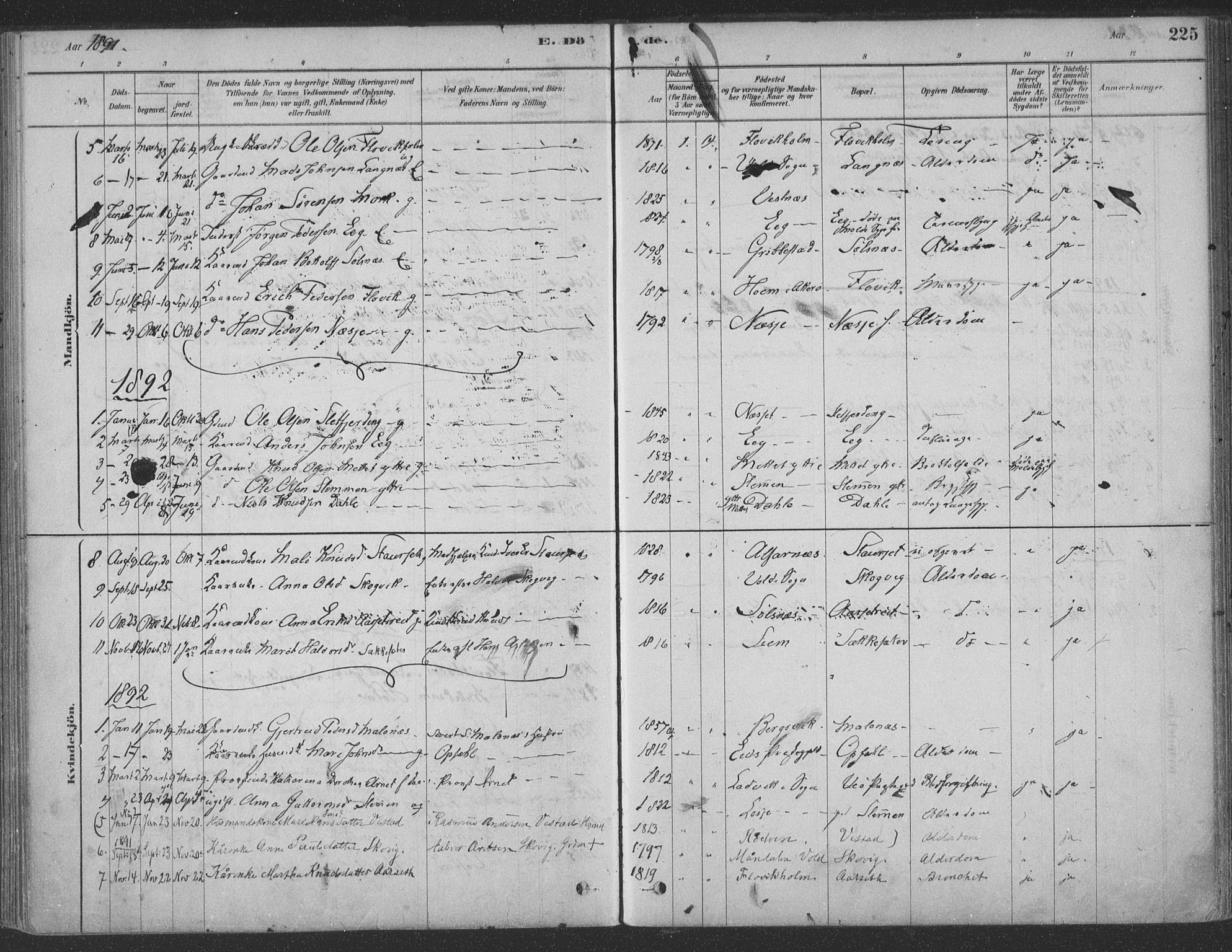 Ministerialprotokoller, klokkerbøker og fødselsregistre - Møre og Romsdal, SAT/A-1454/547/L0604: Parish register (official) no. 547A06, 1878-1906, p. 225