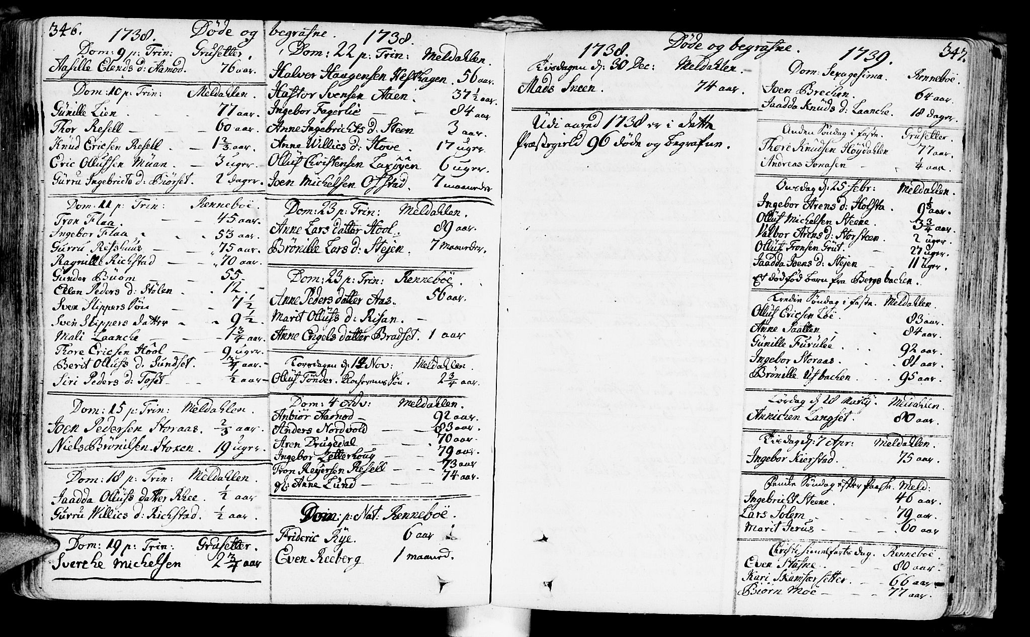 Ministerialprotokoller, klokkerbøker og fødselsregistre - Sør-Trøndelag, SAT/A-1456/672/L0850: Parish register (official) no. 672A03, 1725-1751, p. 346-347