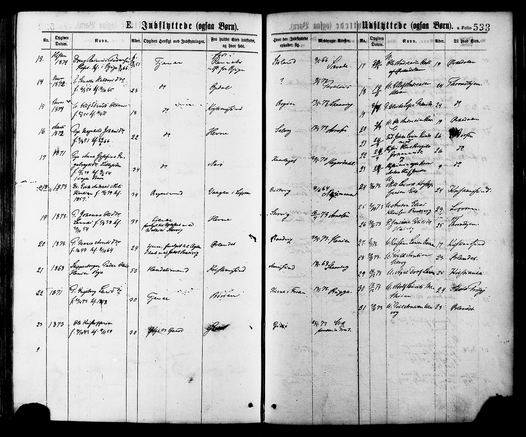 Ministerialprotokoller, klokkerbøker og fødselsregistre - Sør-Trøndelag, SAT/A-1456/634/L0532: Parish register (official) no. 634A08, 1871-1881, p. 533