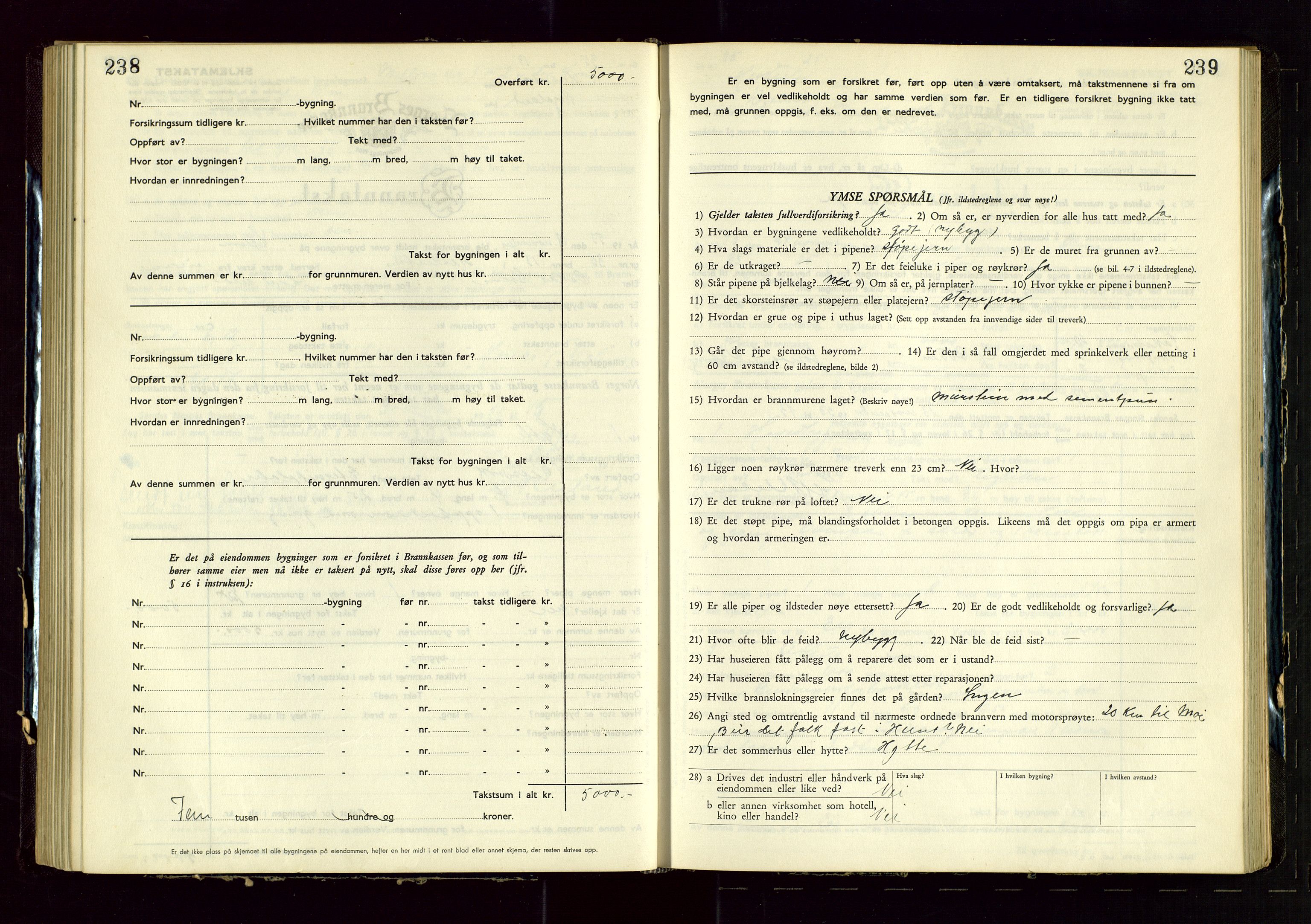 Heskestad lensmannskontor, SAST/A-100304/Gob/L0005: "Brandtakstprotokoll", 1946-1955, p. 238-239