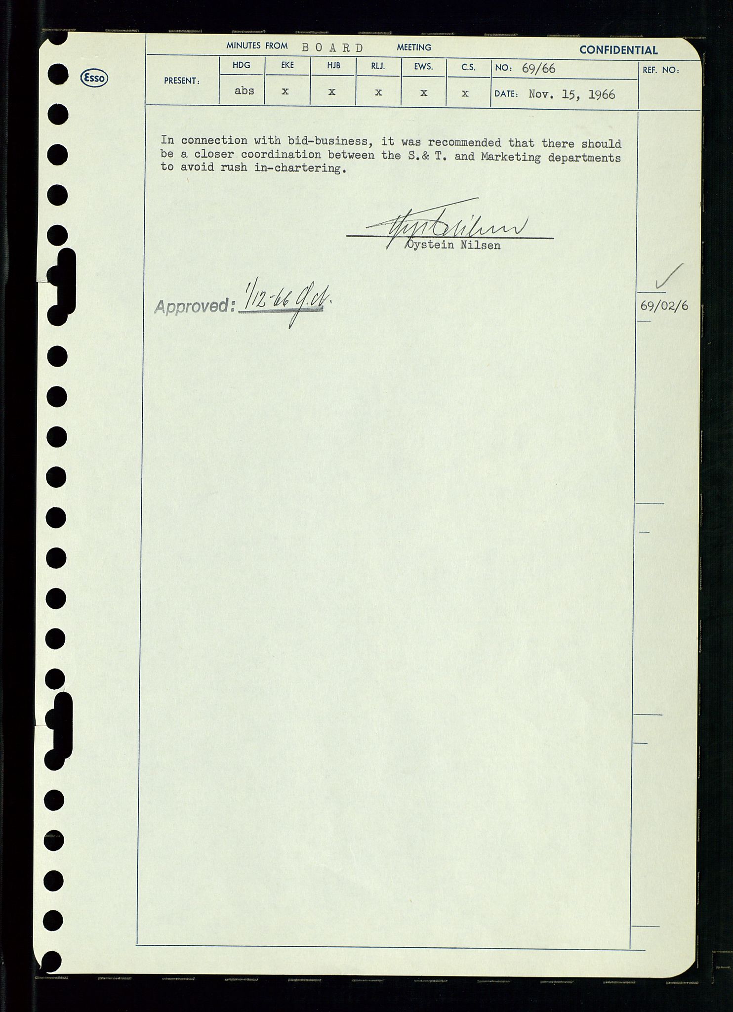 Pa 0982 - Esso Norge A/S, AV/SAST-A-100448/A/Aa/L0002/0002: Den administrerende direksjon Board minutes (styrereferater) / Den administrerende direksjon Board minutes (styrereferater), 1966, p. 146