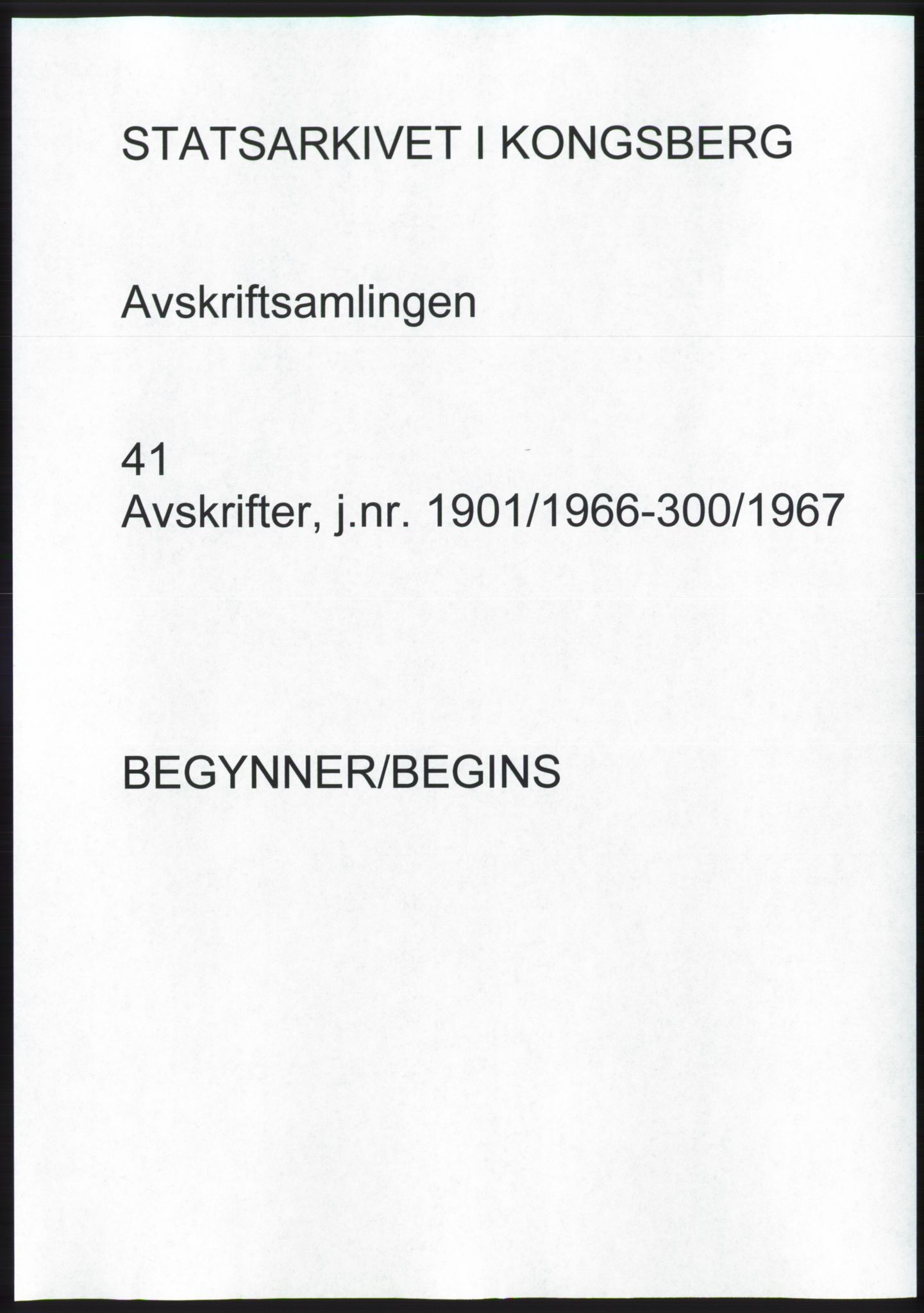 Statsarkivet i Kongsberg, AV/SAKO-A-0001, 1966-1967, p. 1