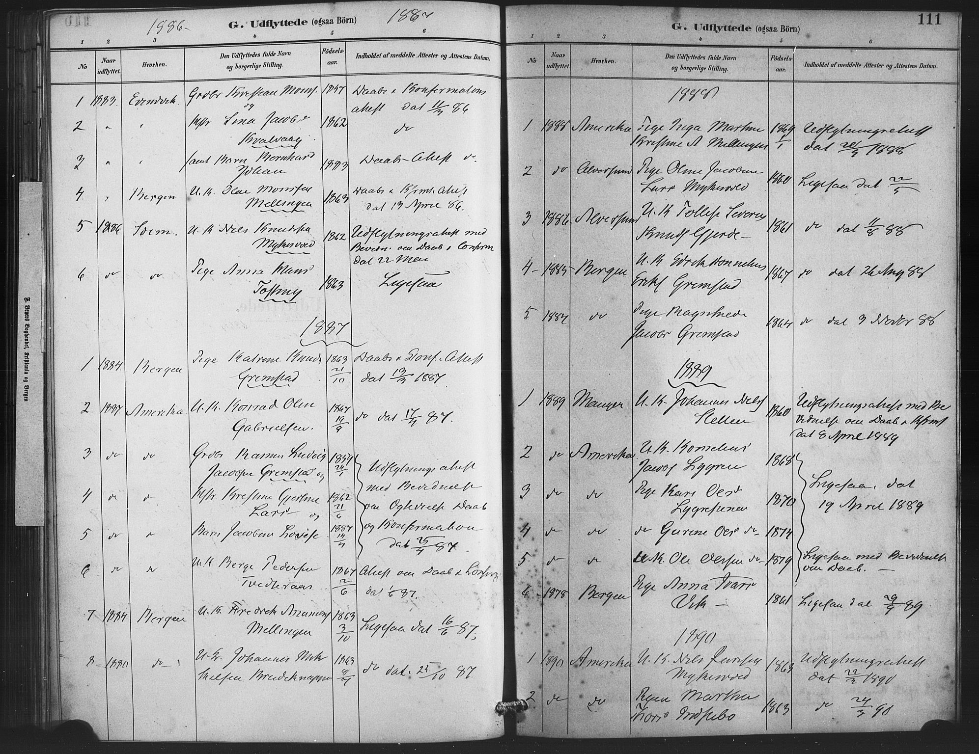 Lindås Sokneprestembete, SAB/A-76701/H/Haa: Parish register (official) no. E 1, 1886-1897, p. 111