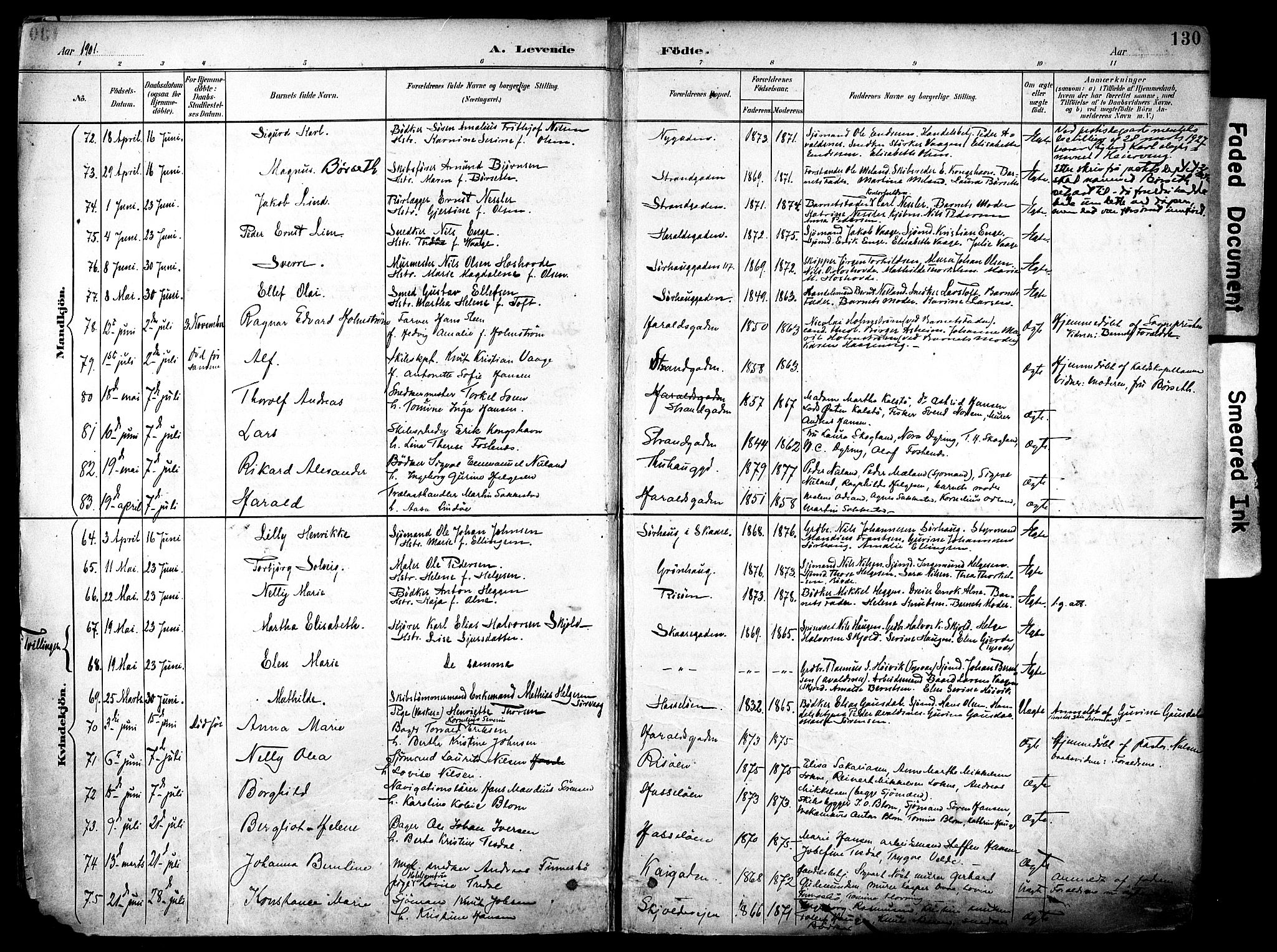 Haugesund sokneprestkontor, AV/SAST-A -101863/H/Ha/Haa/L0006: Parish register (official) no. A 6, 1891-1907, p. 130