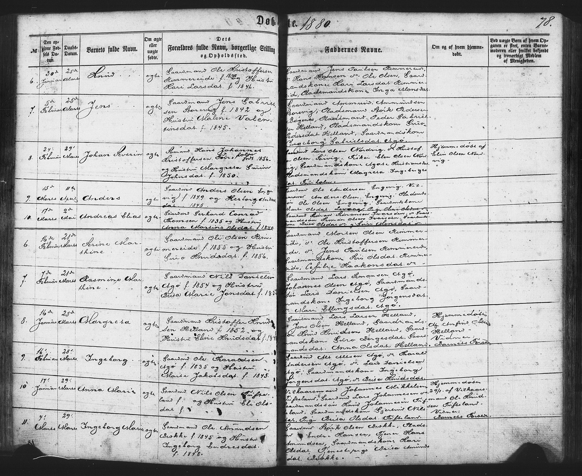 Fitjar sokneprestembete, AV/SAB-A-99926: Parish register (official) no. A 1, 1862-1881, p. 78