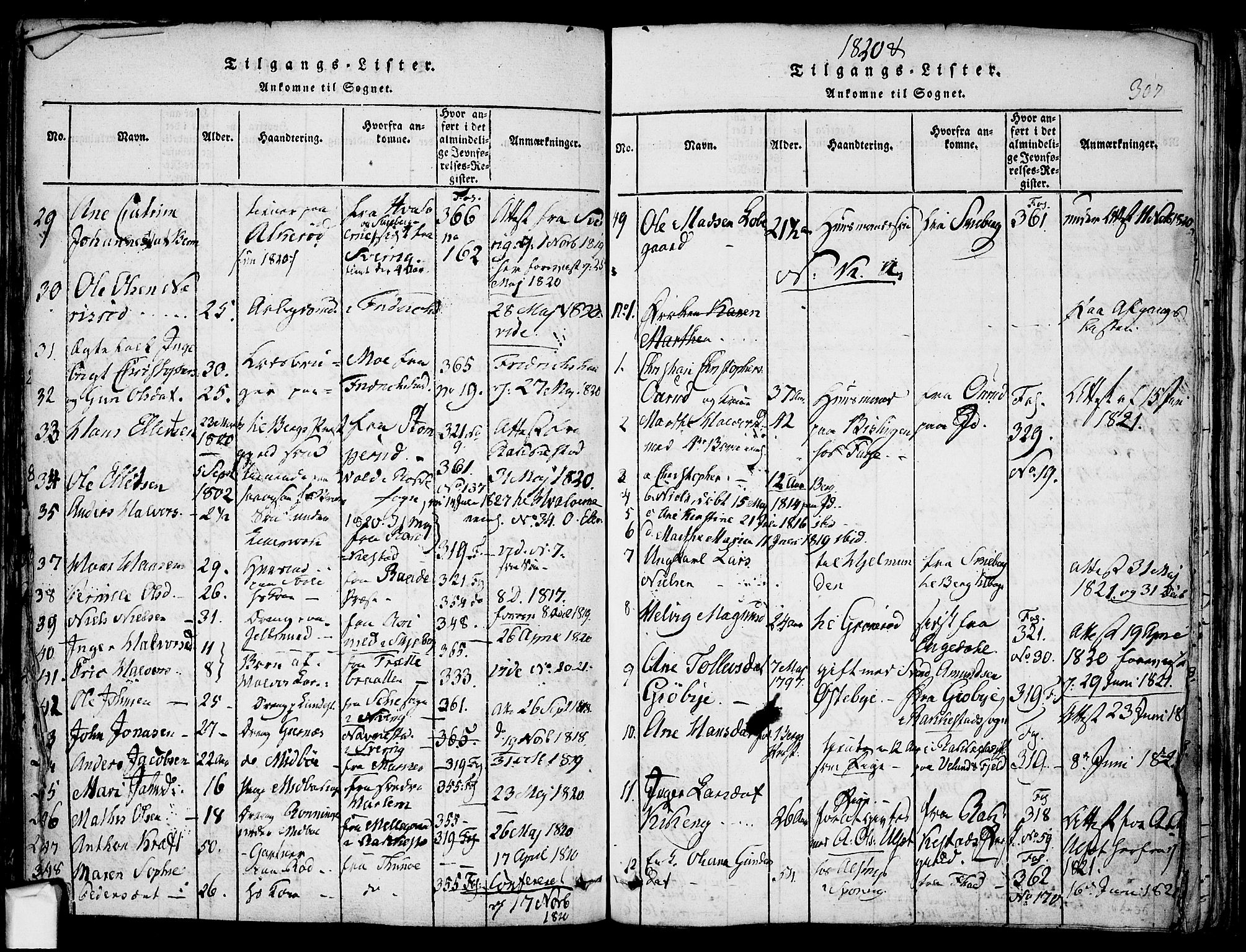 Berg prestekontor Kirkebøker, SAO/A-10902/F/Fa/L0002: Parish register (official) no. I 2, 1815-1831, p. 307