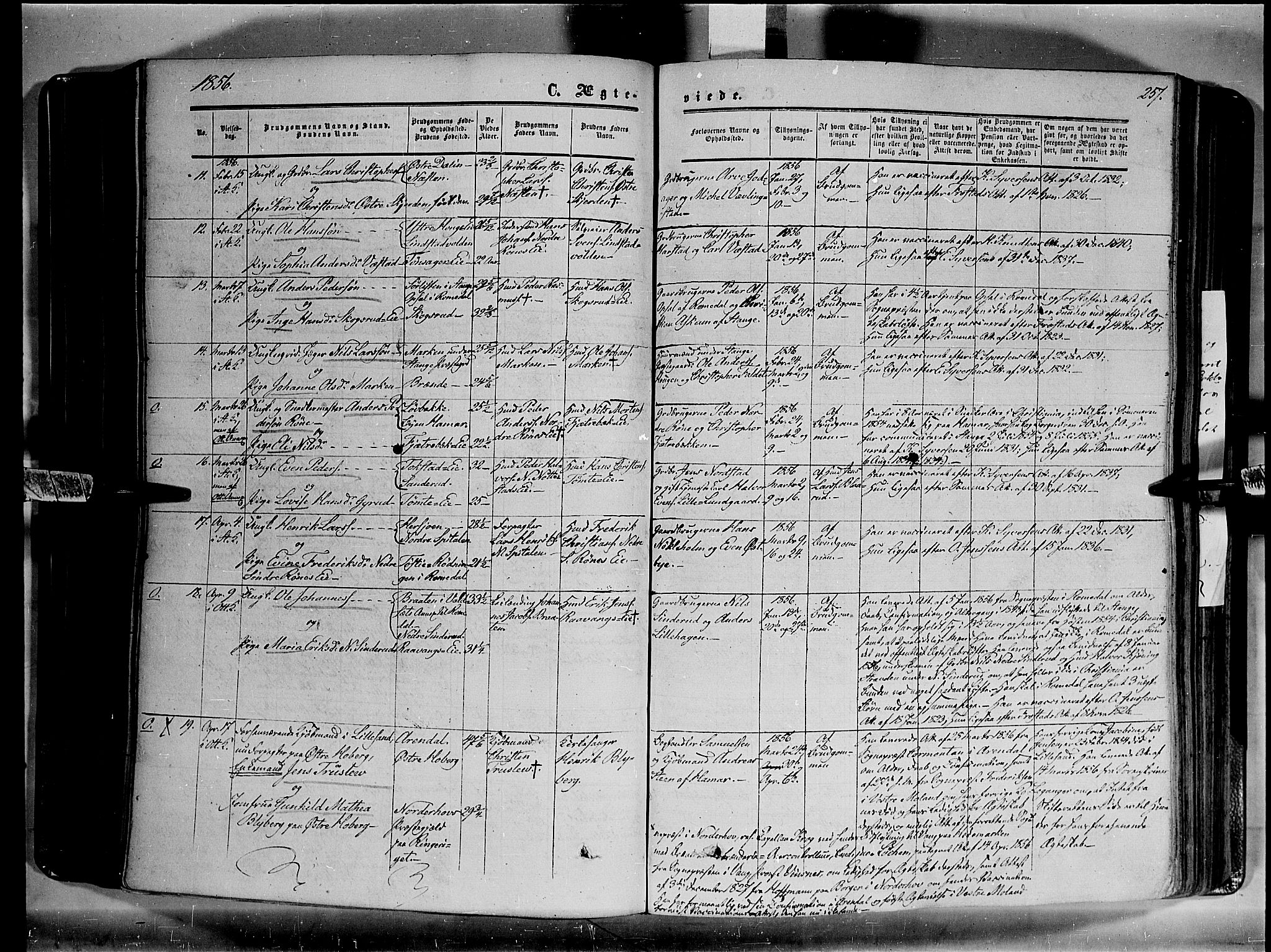 Stange prestekontor, AV/SAH-PREST-002/K/L0012: Parish register (official) no. 12, 1852-1862, p. 257